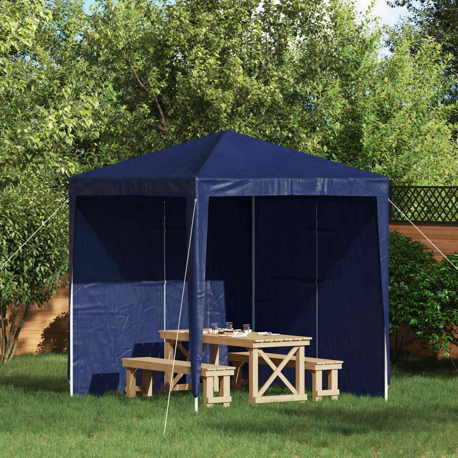 Party Tent Zijwand 2 pcs Blauw 200 x 195 cm PE en staal