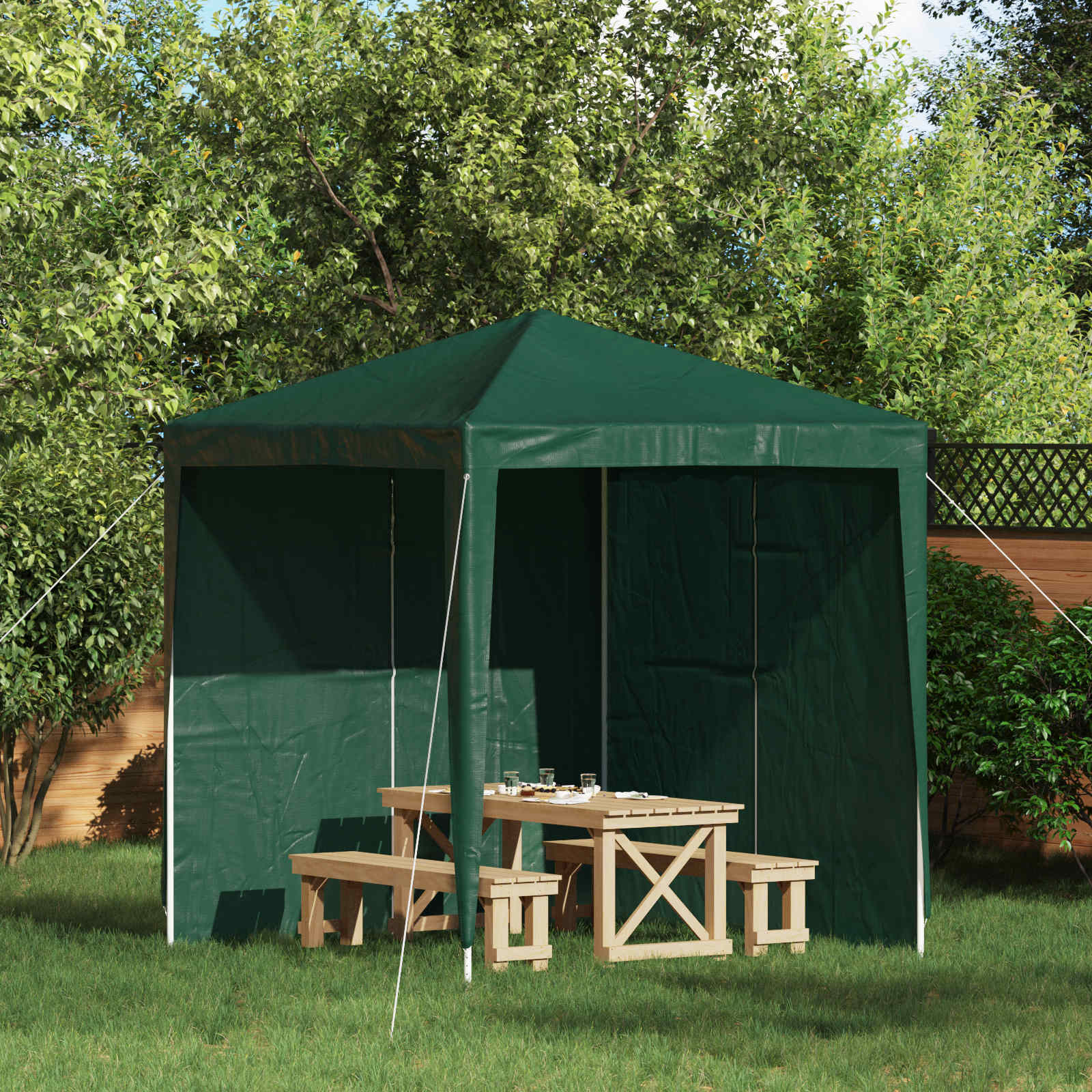 Party Tent Zijwand 2 pcs Groen 200 x 195 cm PE en staal – afbeelding 1