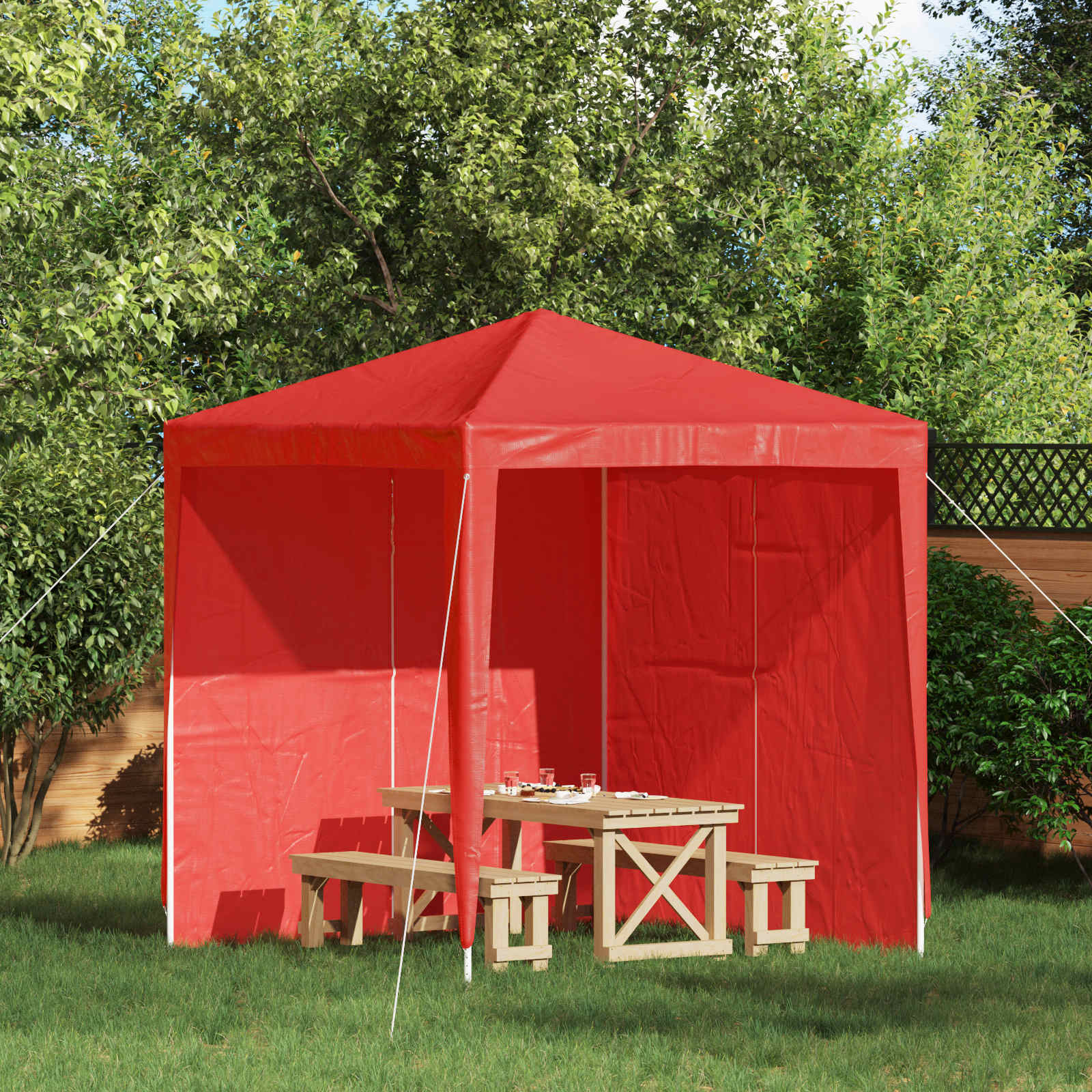 Party Tent Zijwand 2 pcs Rood 200 x 195 cm PE en staal – afbeelding 1