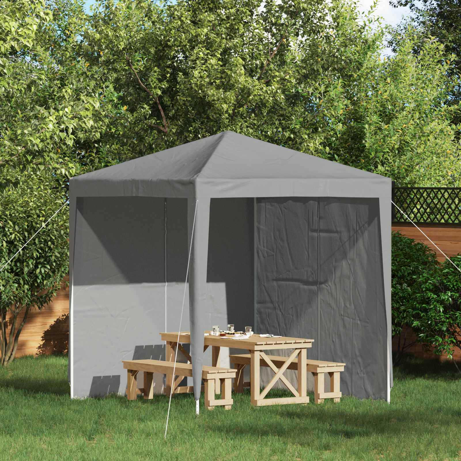 Party Tent Zijwand 2 pcs Lichtgrijs 200 x 195 cm PE en staal – afbeelding 1