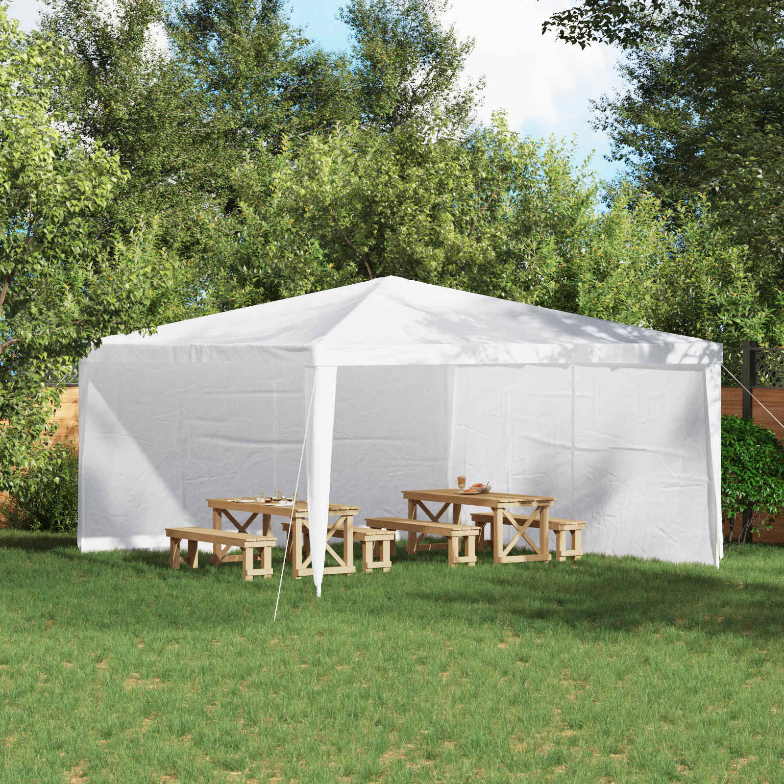 Party Tent Zijwand 2 pcs Wit 400 x 195 cm PE en staal