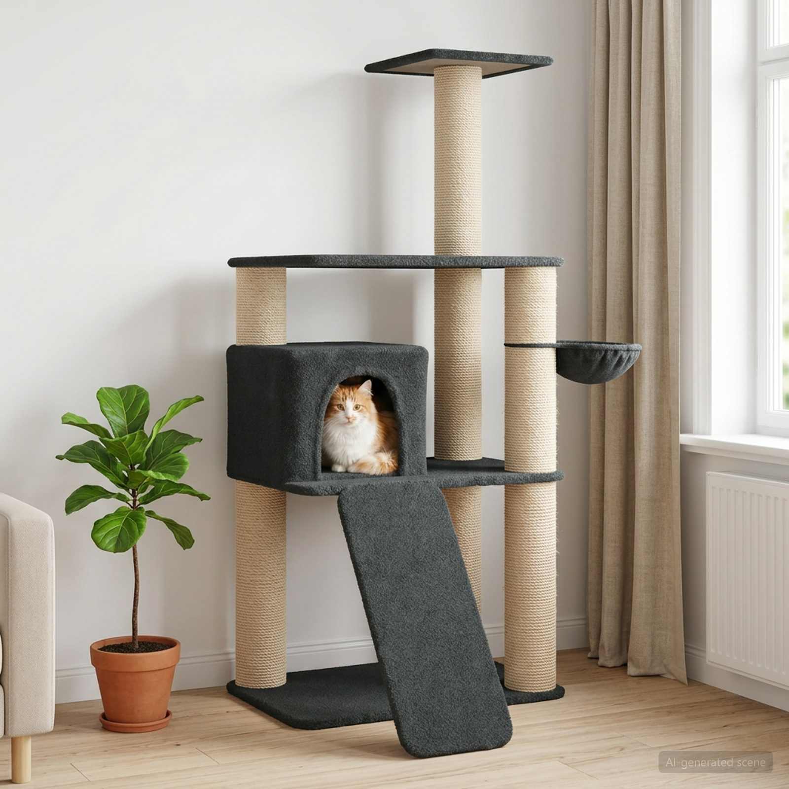 Kattenboom met sisal krabpalen Donkergrijs 173 cm