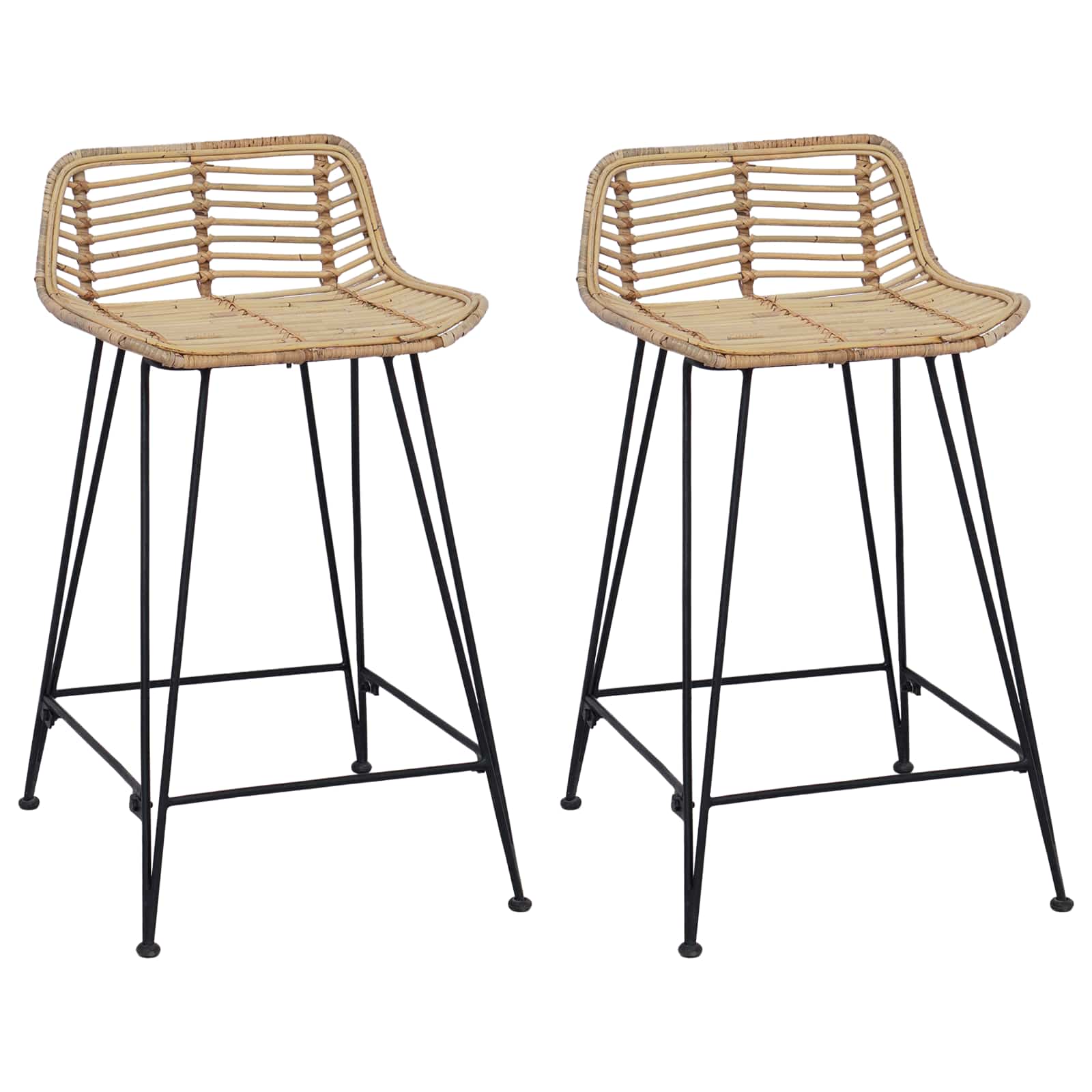 Barkruk 2 pcs Naturel 44 x 45 x 76 cm Rattan en staal
