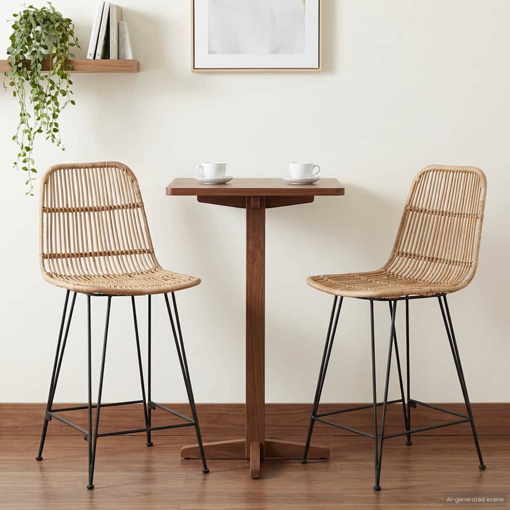 Barkruk 2 pcs Naturel 44 x 54 x 96 cm Rattan en staal