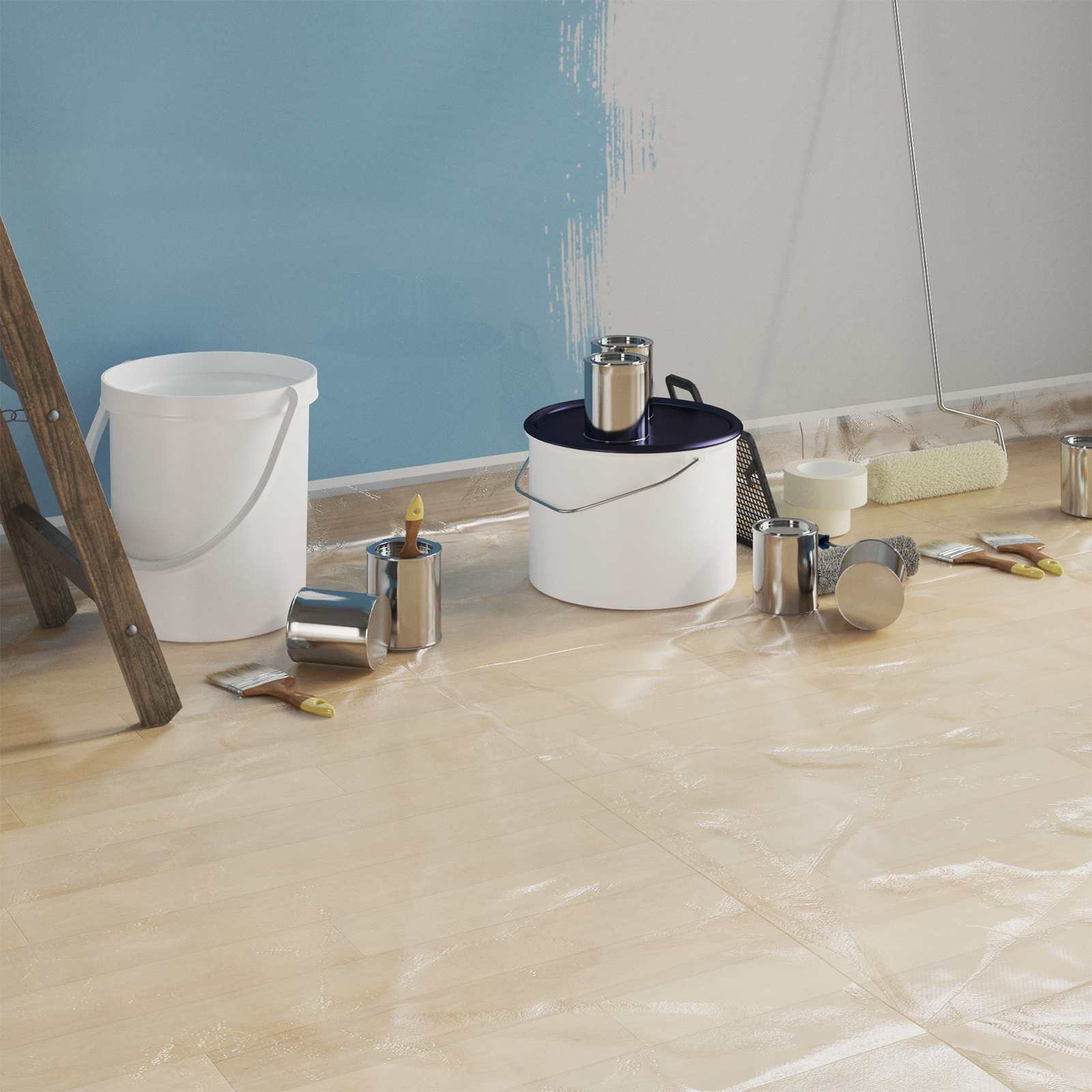 Stofdoek met plakband 12 pcs Doorzichtig 240 x 2000 cm HDPE