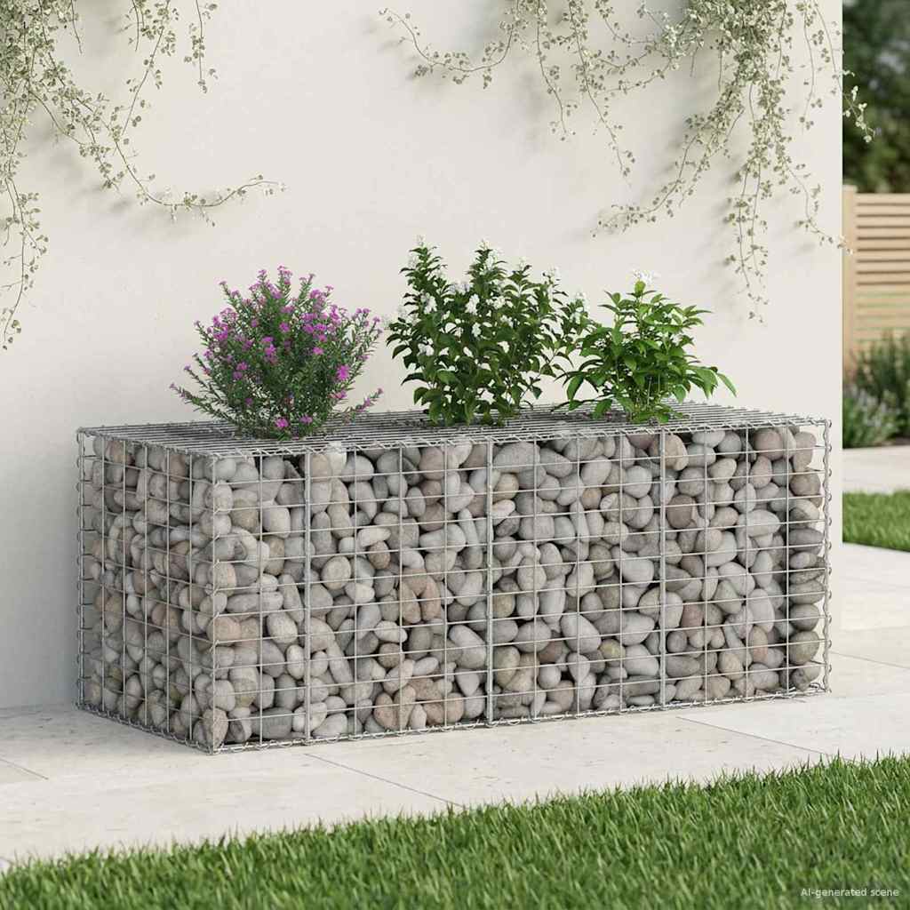 Gabion Verhoogd Bed Zilver