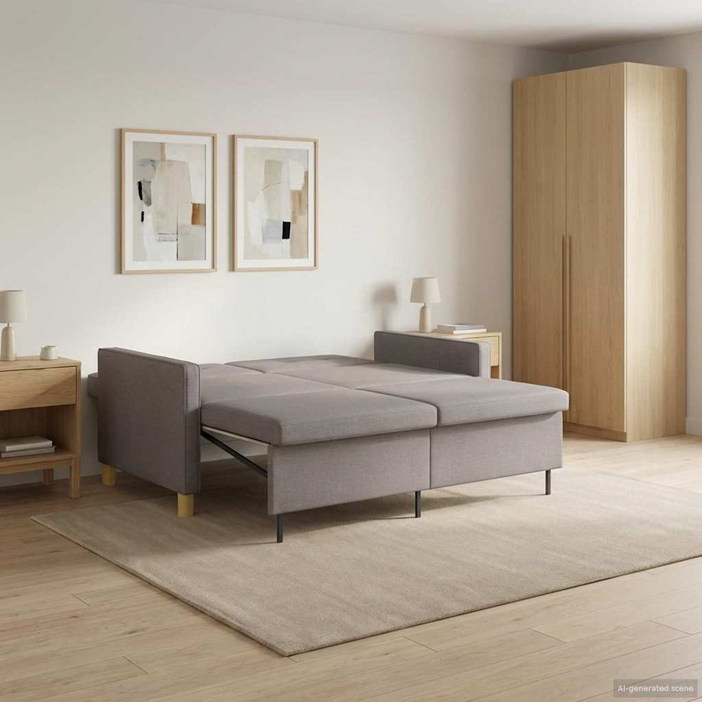 Uittrekbare Slaapbank Taupe Stof – afbeelding 1