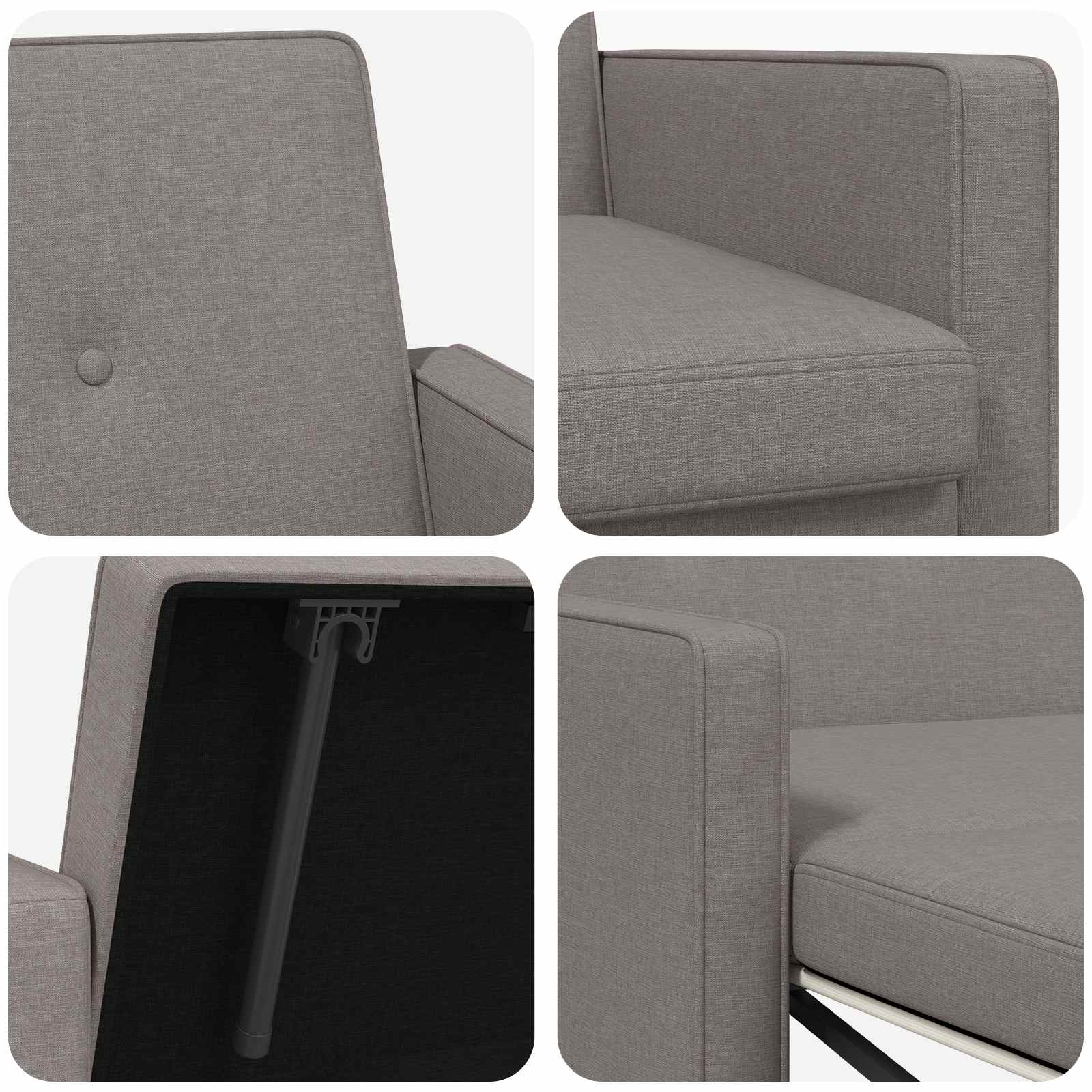 Uittrekbare Slaapbank Taupe Stof – afbeelding 10