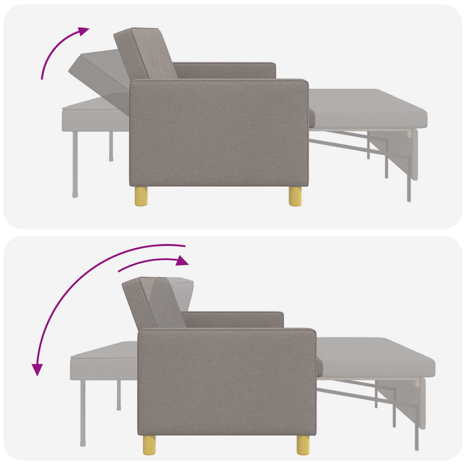 Uittrekbare Slaapbank Taupe Stof – afbeelding 11
