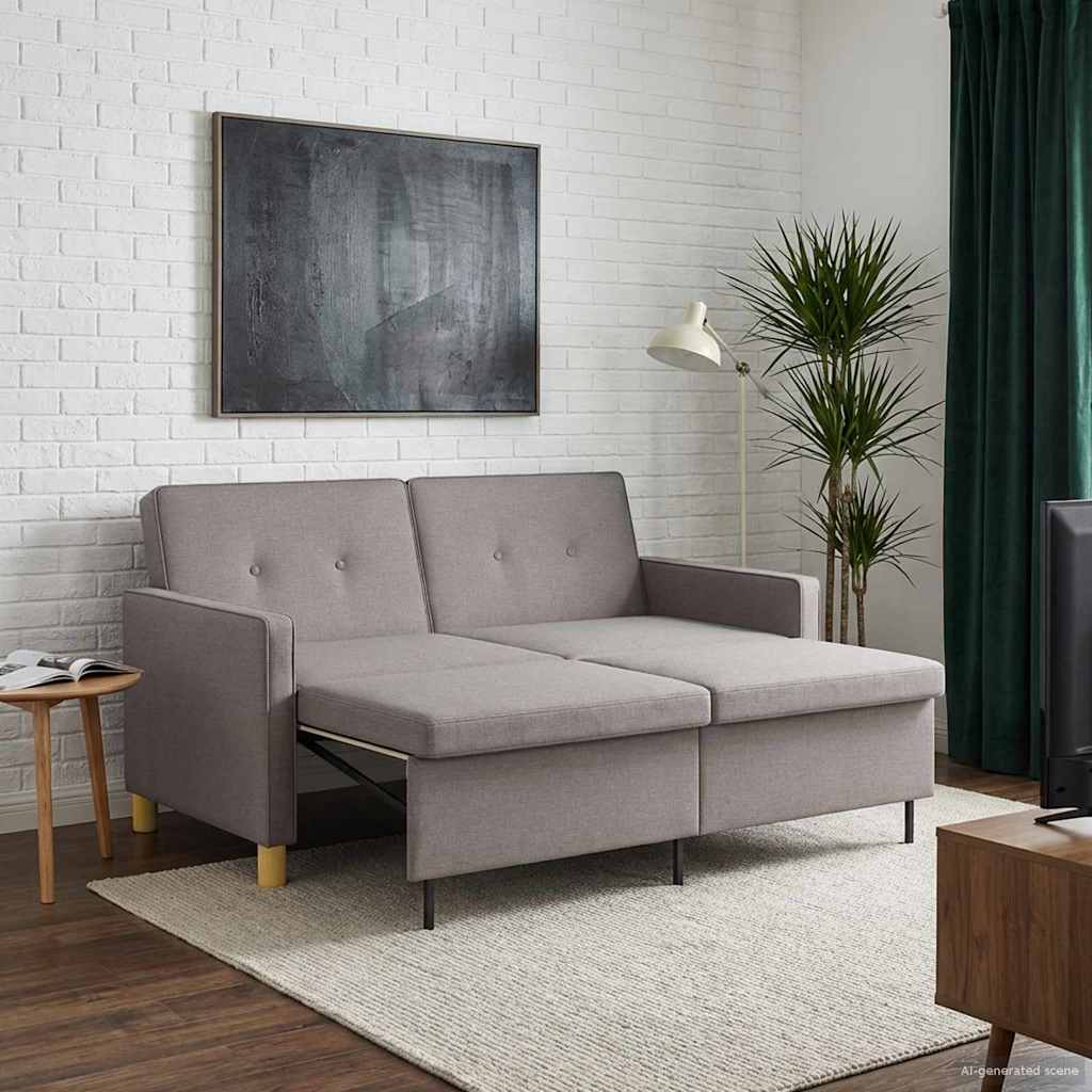 Uittrekbare Slaapbank Taupe Stof – afbeelding 3