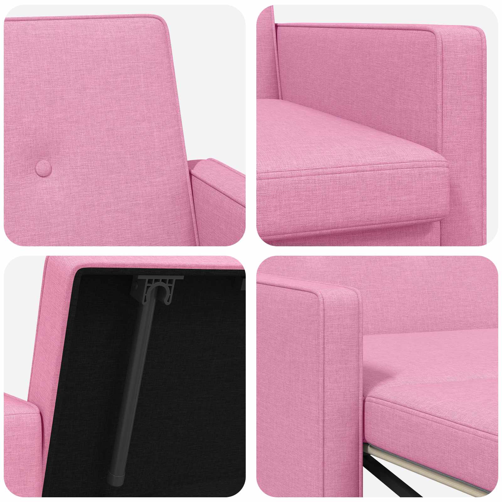 Uittrekbare Slaapbank Roze Stof – afbeelding 10