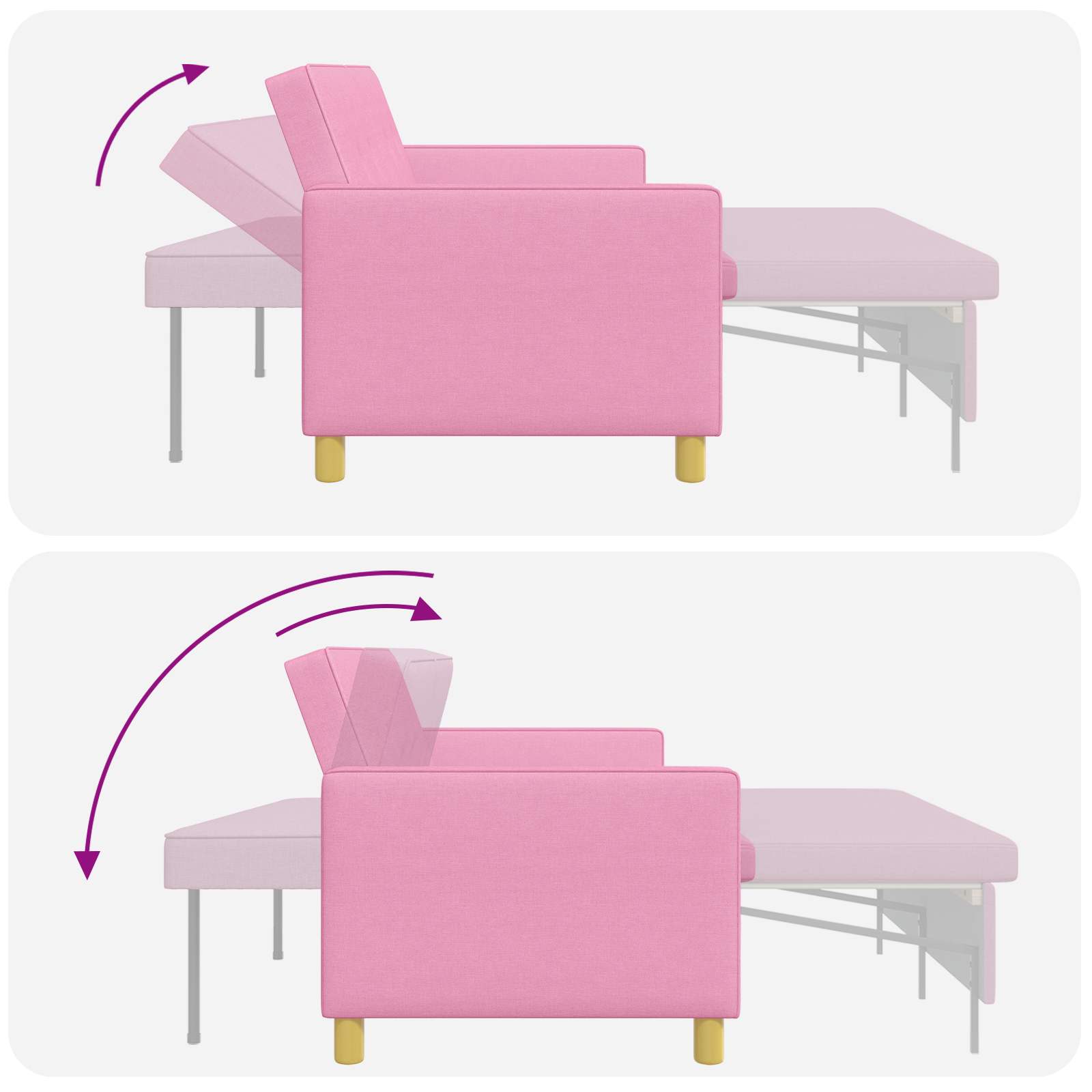 Uittrekbare Slaapbank Roze Stof – afbeelding 11