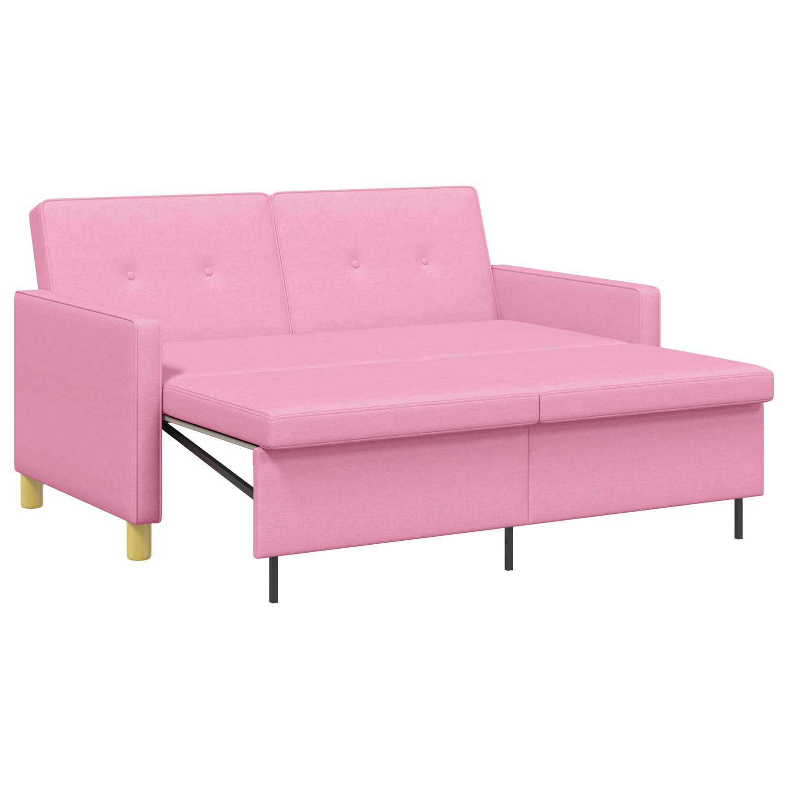 Uittrekbare Slaapbank Roze Stof – afbeelding 2