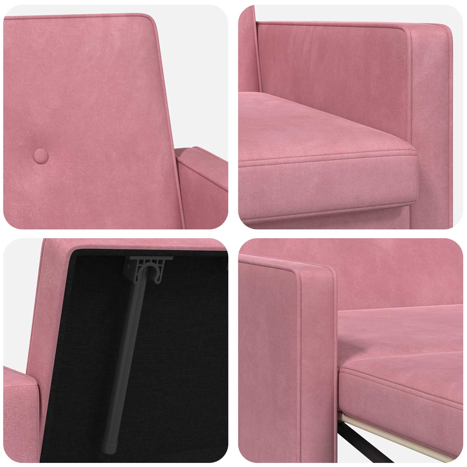 Slaapbank Roze Stof – afbeelding 10