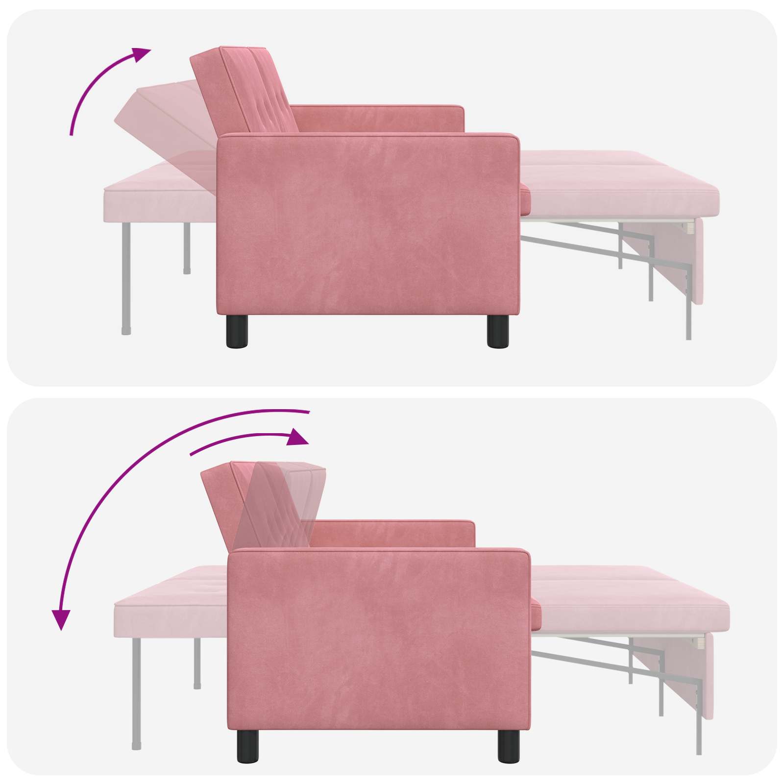 Slaapbank Roze Stof – afbeelding 11