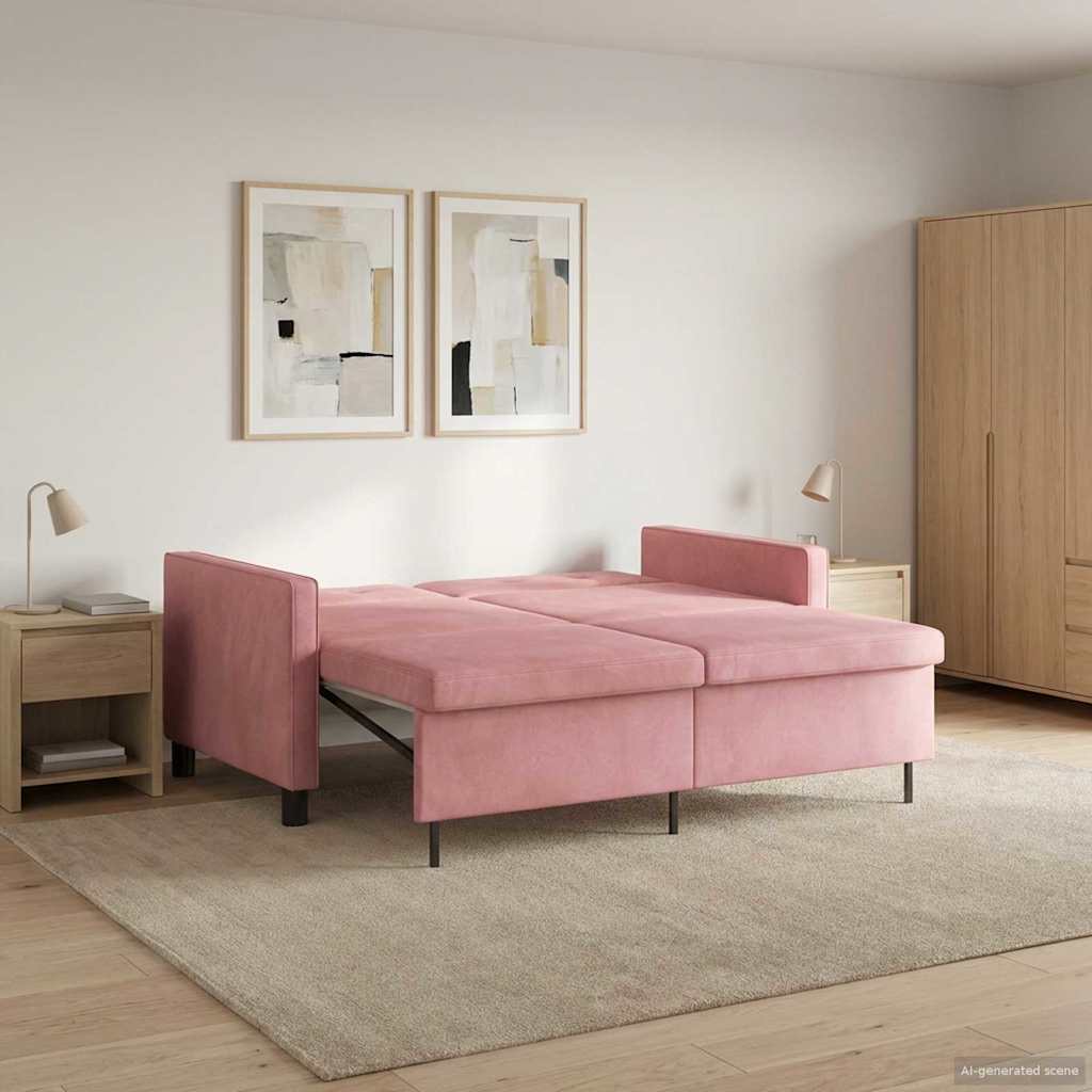Slaapbank Roze Stof – afbeelding 3