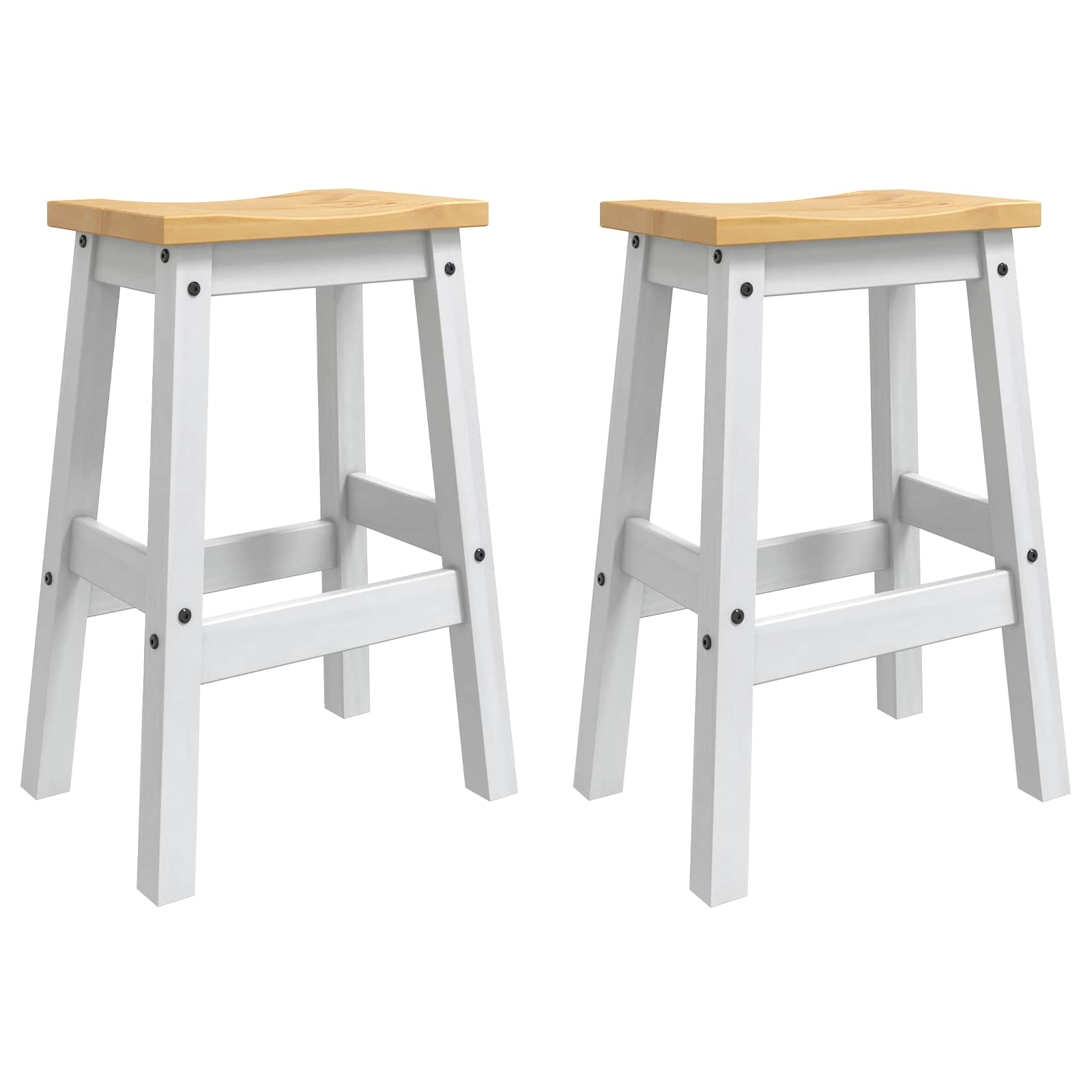 Barkruk 2 pcs Wit en Honing Was 44 x 30 x 63 cm