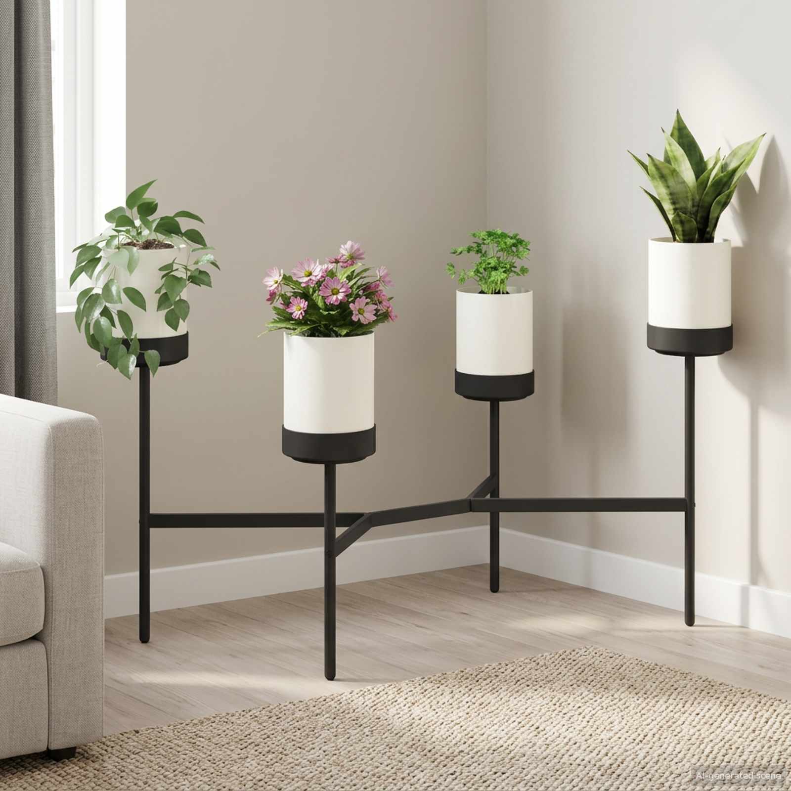 Bloemenstand Wit 125 x 55 x 81 cm PP en Staal