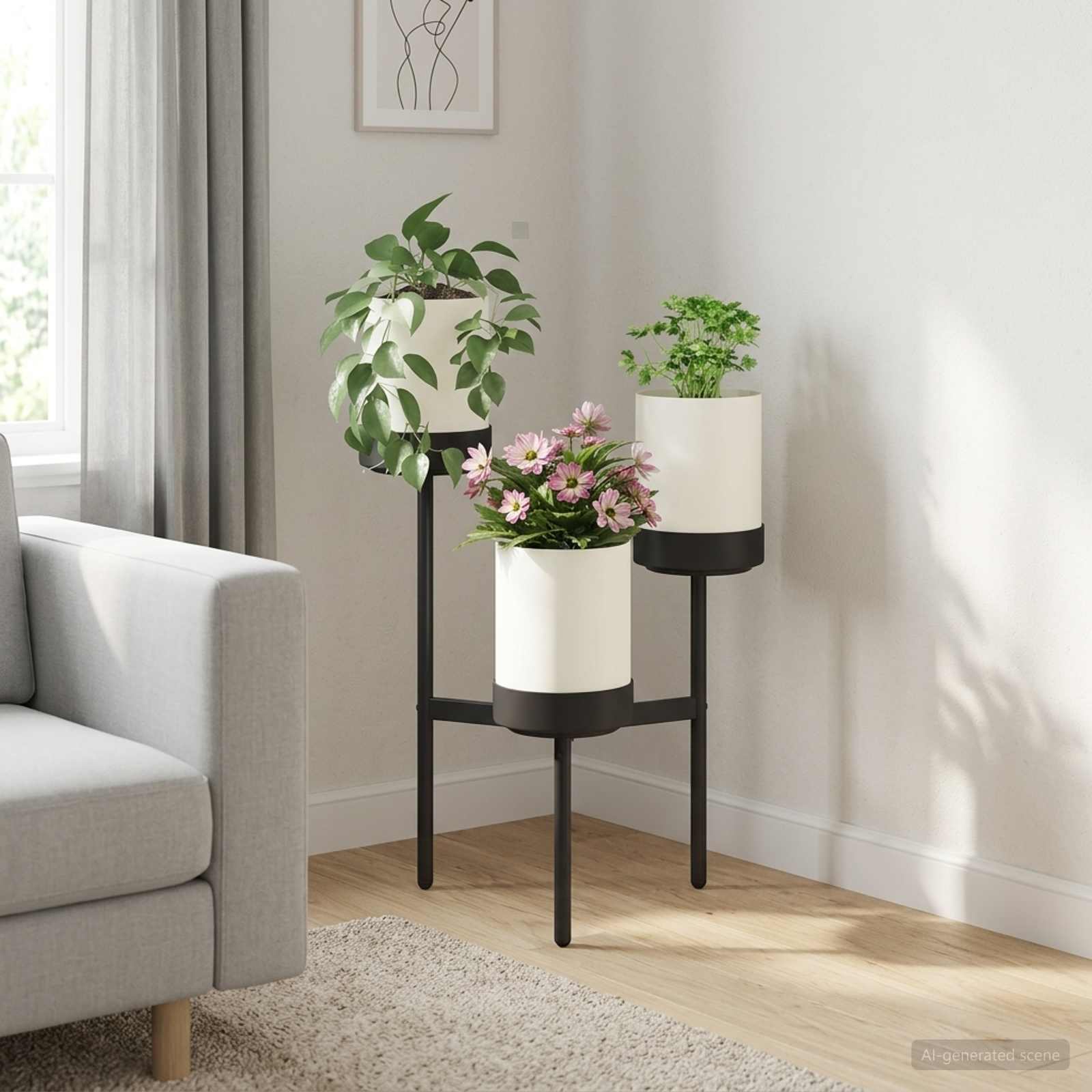 Bloemenstand Wit 54 x 49 x 81 cm PP en Staal