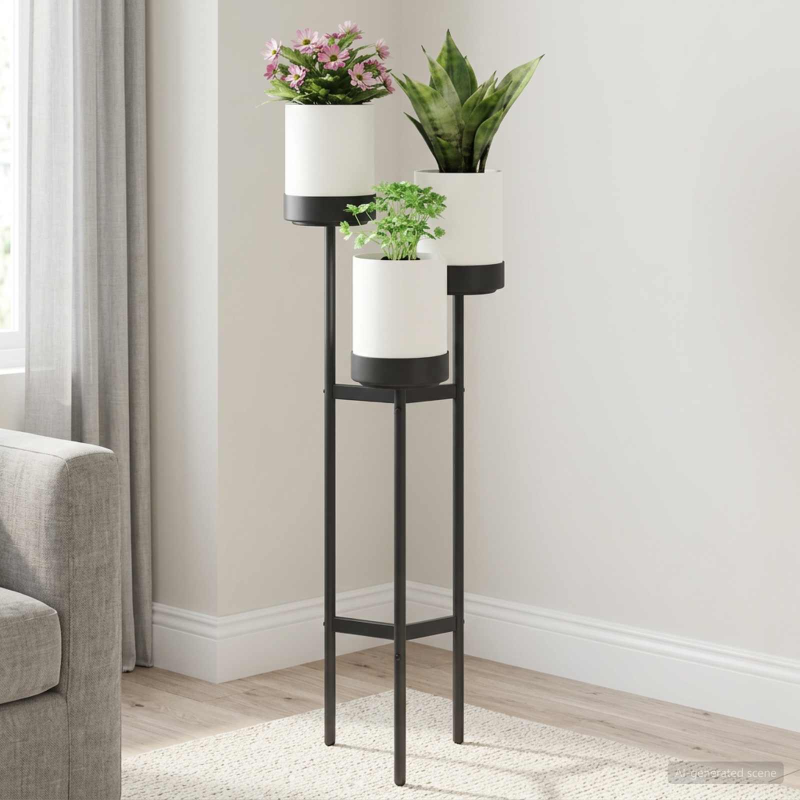 Bloemenstand Wit 42 x 39,5 x 125 cm PP en Staal