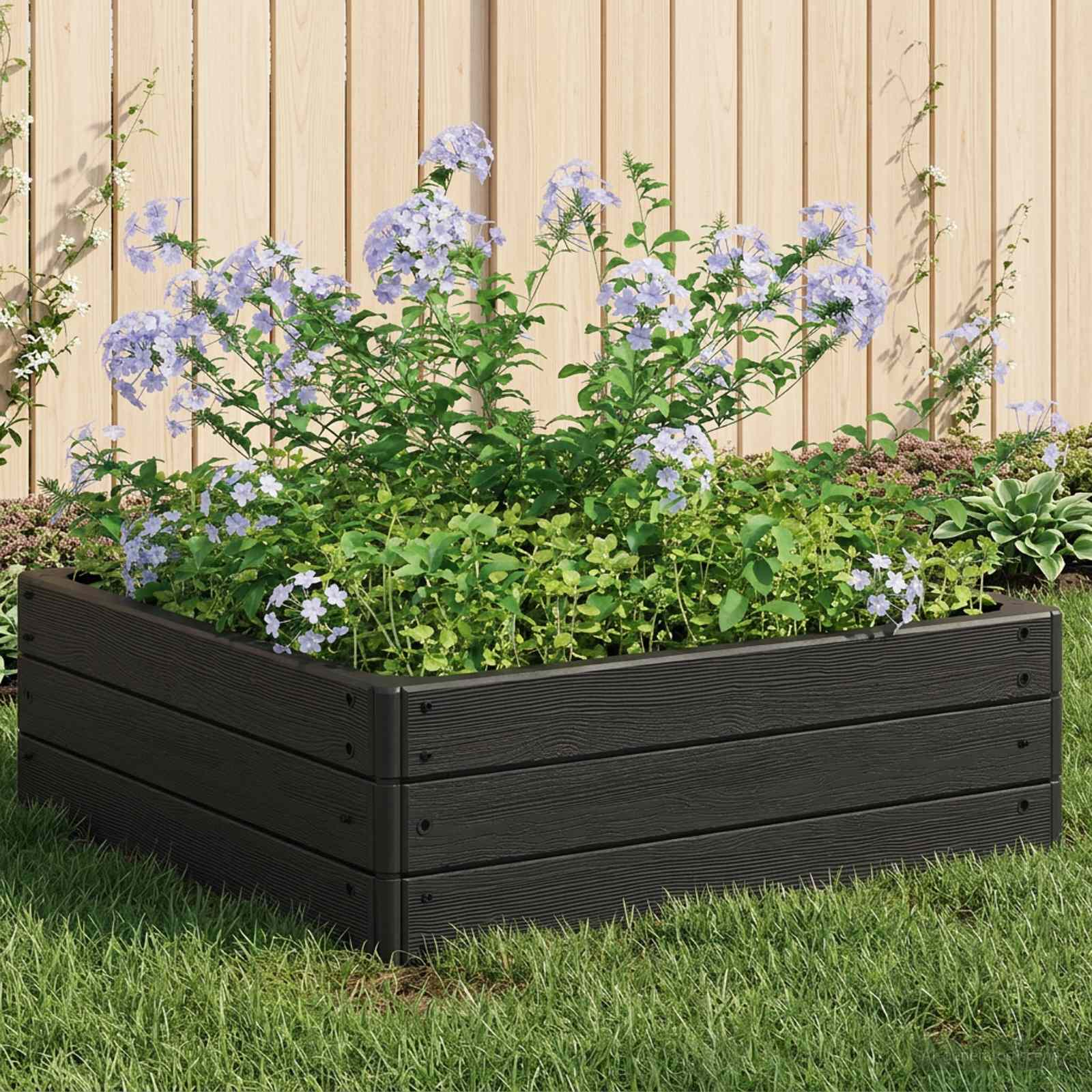 Verhoogd bed Zwart 75,5 x 75,5 x 25 cm PP – afbeelding 1