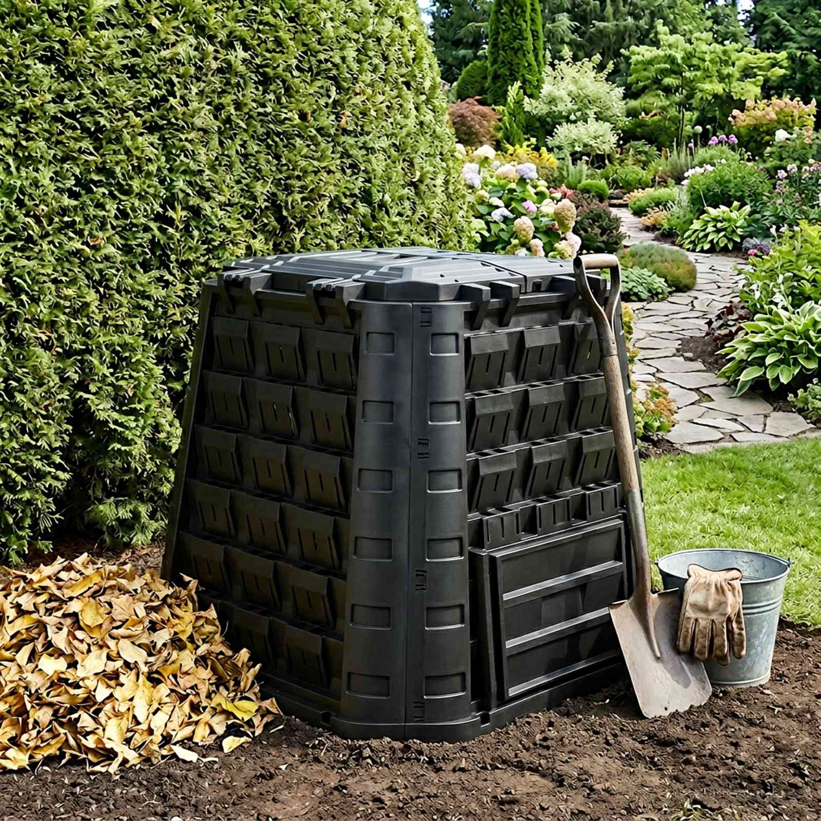 Tuincomposter Zwart 91 x 91 x 83 cm 100% PP