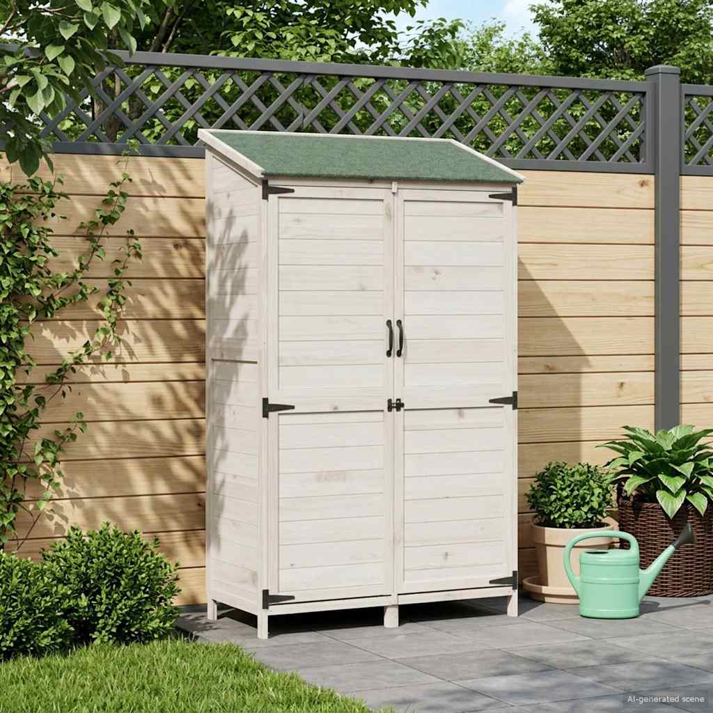 Tuinschuur Wit 106,5 x 56 x 176 cm Bewerkt hout