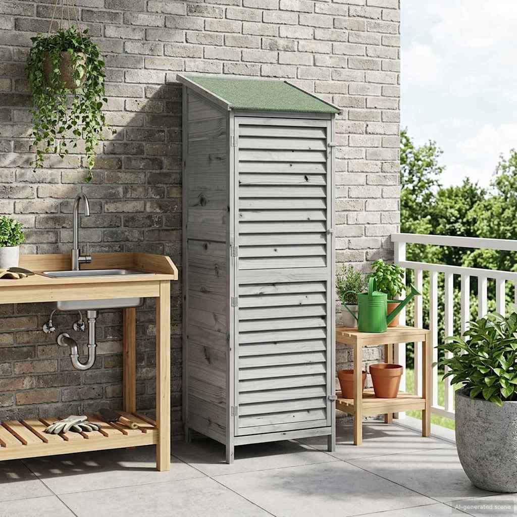 Tuinschuur Grijs 59 x 56 x 176 cm Massief Vurenhout