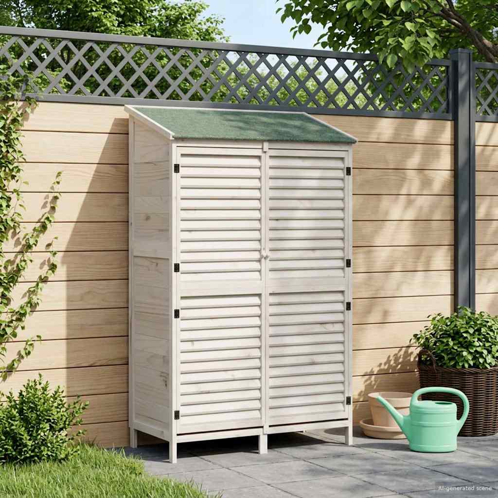 Tuinschuur Wit 106 x 56 x 176,5 cm Massief Vurenhout
