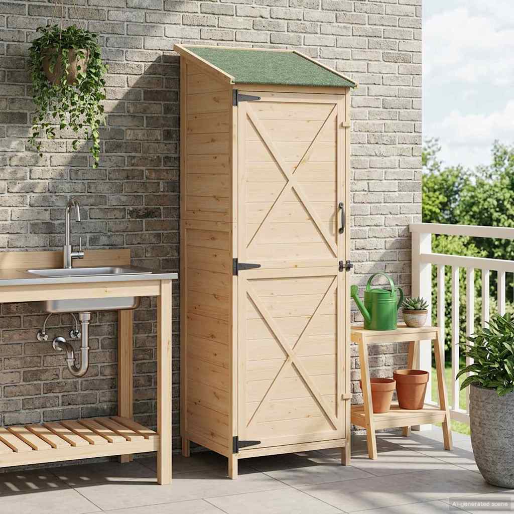 Tuinschuur Naturel 59,5 x 56 x 176,5 cm Bewerkt hout