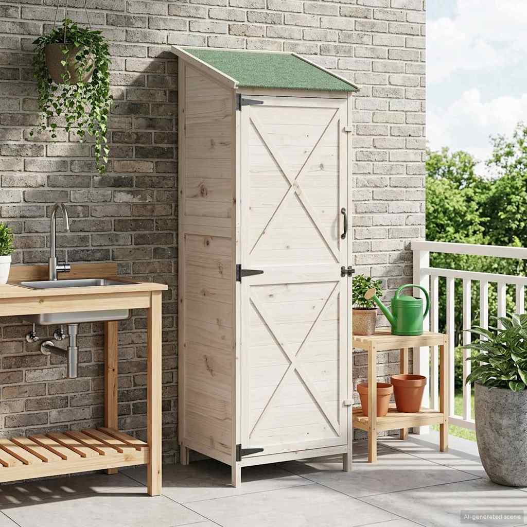 Tuinschuur Wit 59,5 x 56 x 176,5 cm Bewerkt hout