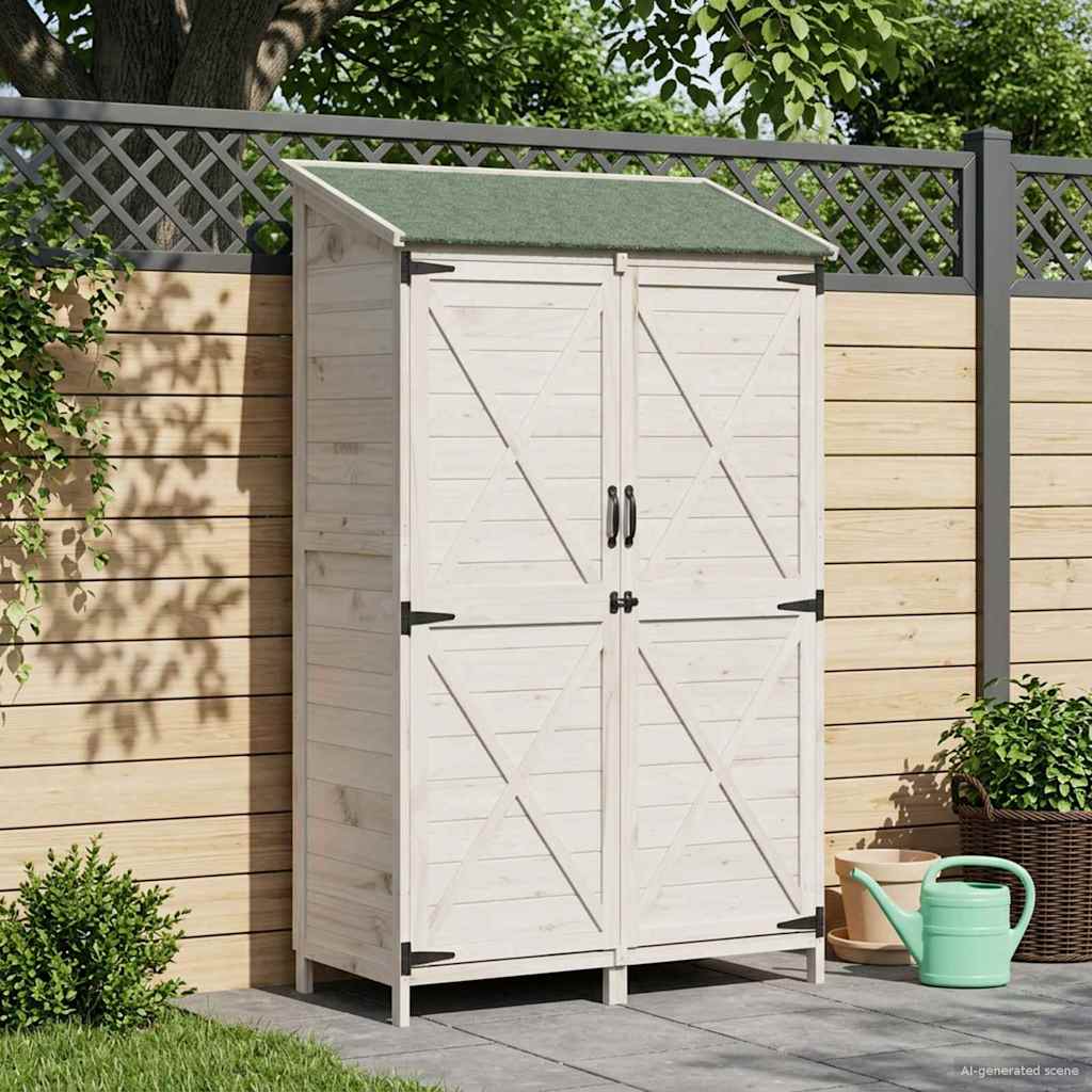 Tuinschuur Wit 106 x 56 x 176,5 cm Bewerkt hout – afbeelding 1
