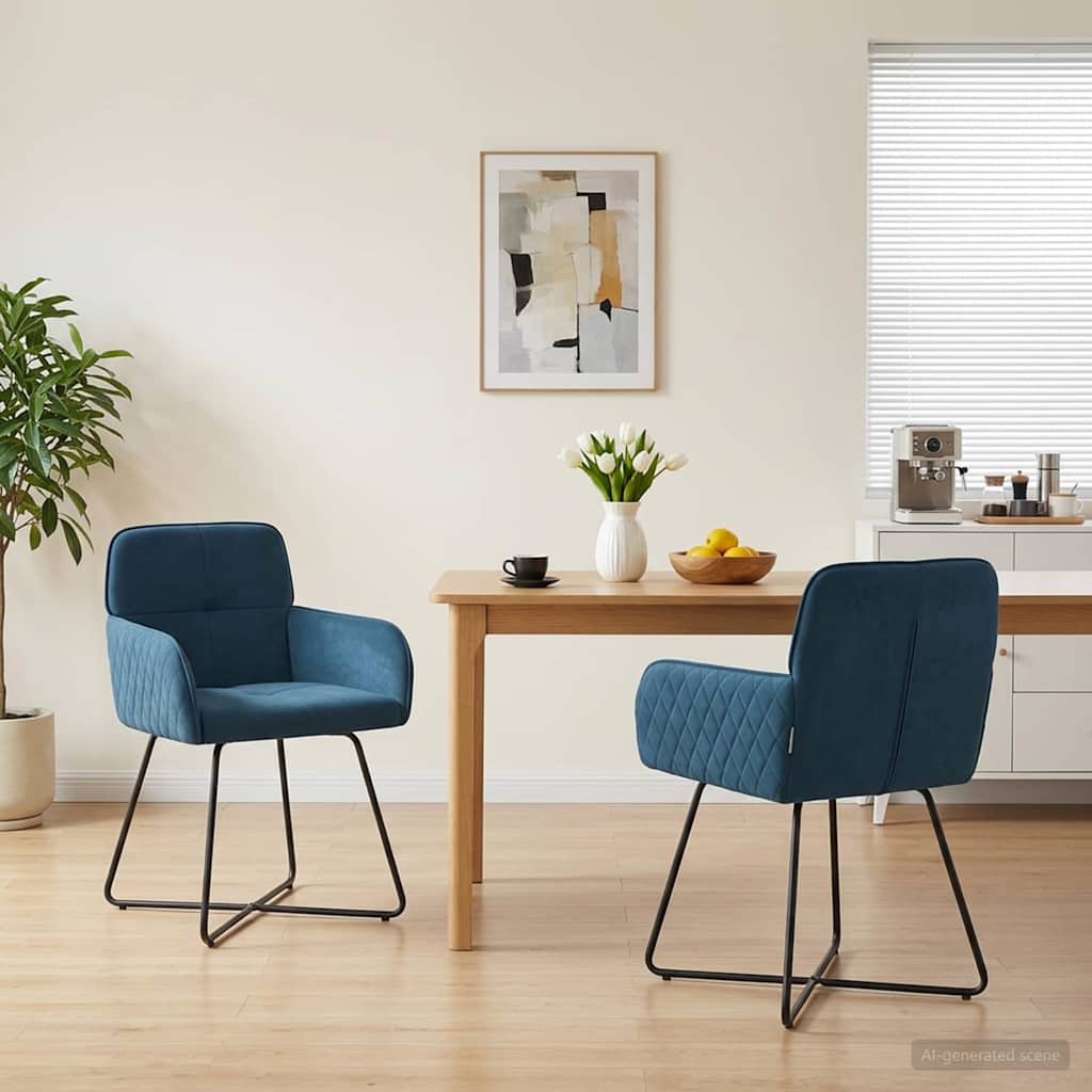 Eettafelstoelen 2 pcs fluweel Blauw 59 x 56,5 x 86 cm