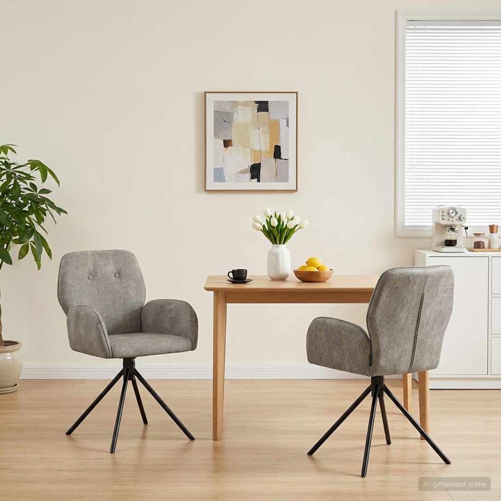 Draai Eetstoelen 2 pcs Nep Suede Leer Lichtgrijs