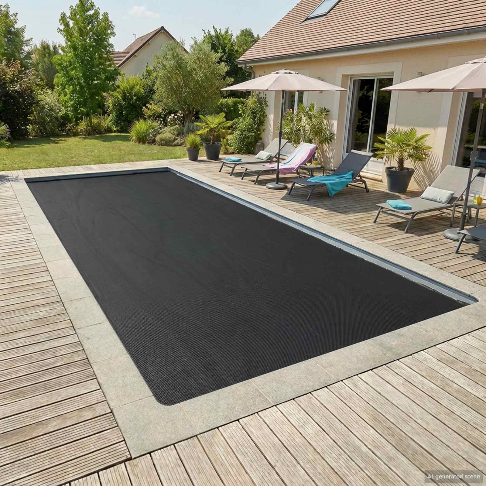 Zwembadcover 1000 x 500 cm Vierkant PE Zwart