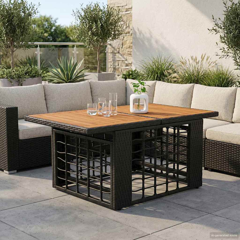 Tuinstafel Zwart en natuurlijk 100 x 55 x 37 cm – afbeelding 1
