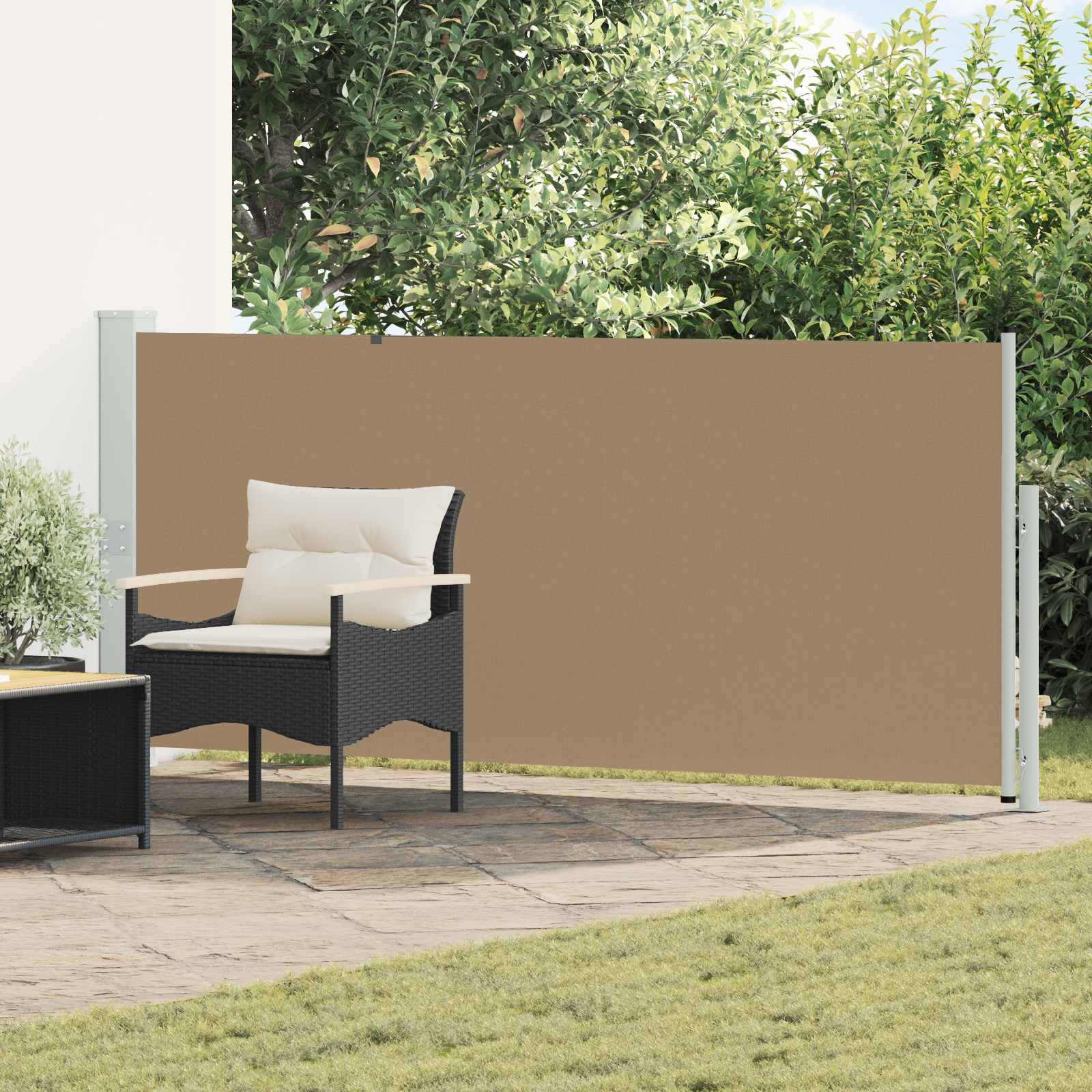 Uittrekbaar Zijscherm Taupe 500 x 140 cm Polyester – afbeelding 1