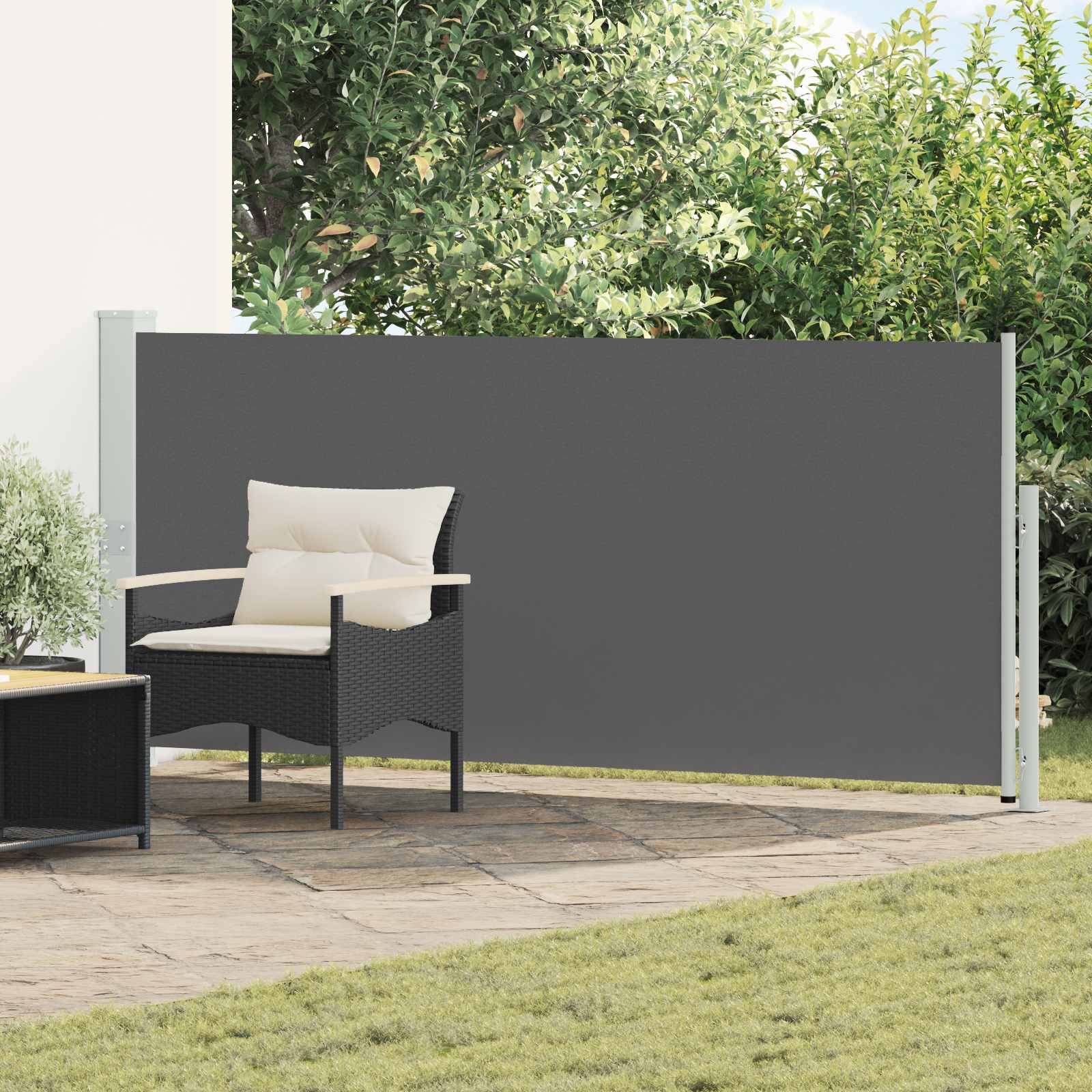 Uittrekbaar Zijscherm Antracietkleurig 500 x 160 cm Polyester