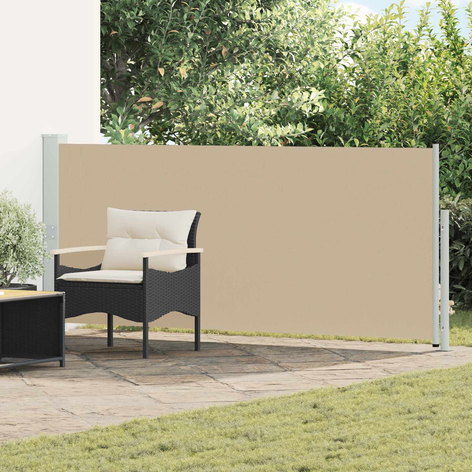 Uittrekbaar Zijscherm Beige 600 x 117 cm Polyester