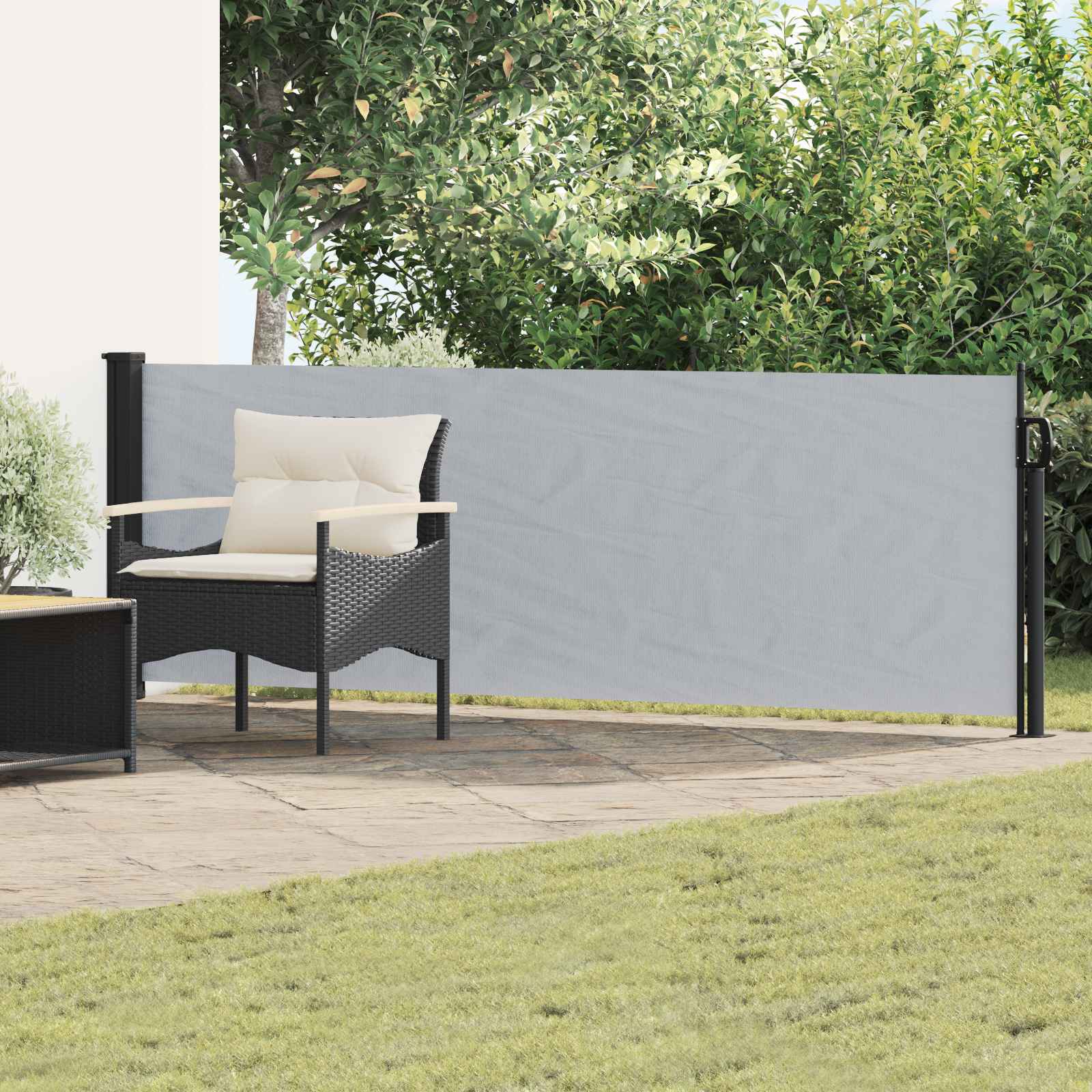 Uittrekbaar Zijscherm Grijs 500 x 100 cm Polyester