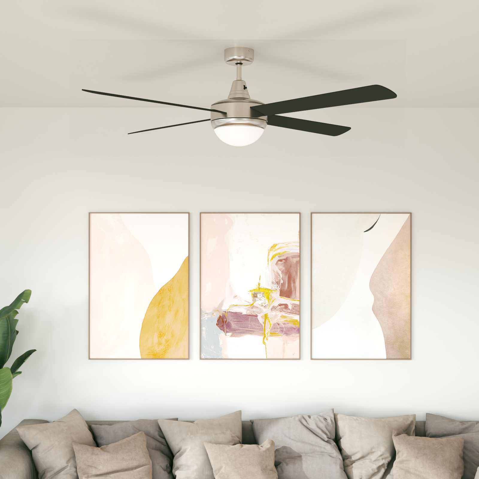 Plafondventilator met licht en afstandsbediening Ø 130 cm Zwart