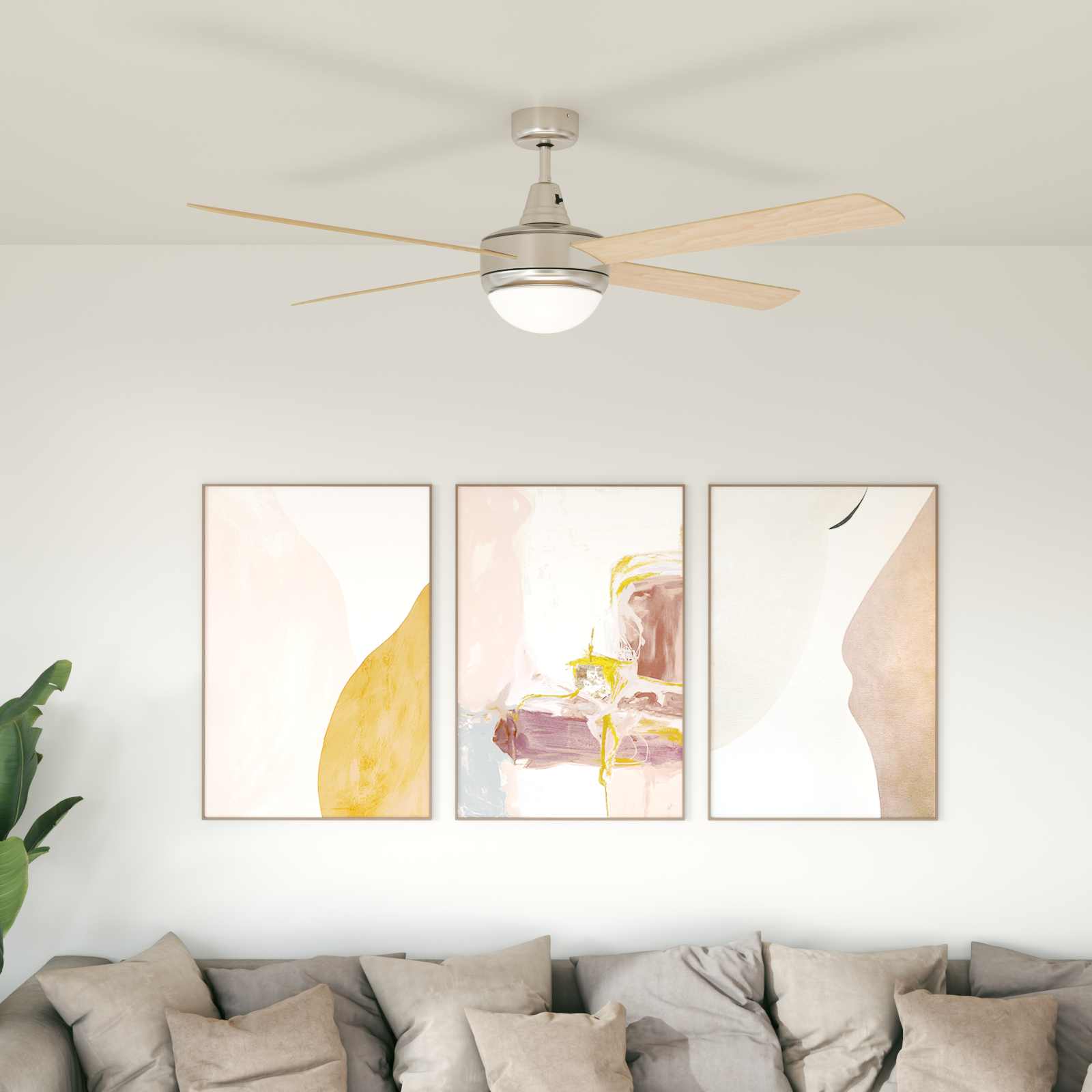 Plafondventilator met licht en afstandsbediening Ø 130 cm