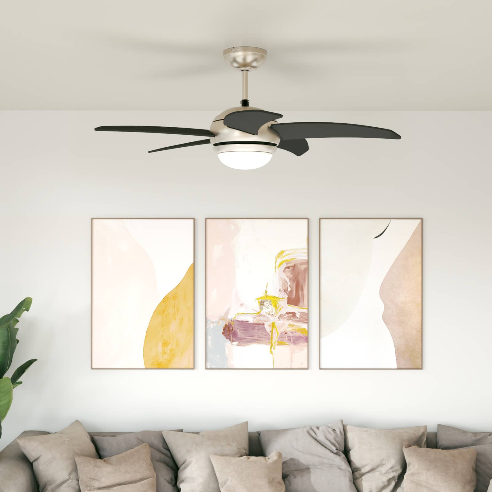 Plafondventilator met licht en afstandsbediening Ø 110 cm Zwart