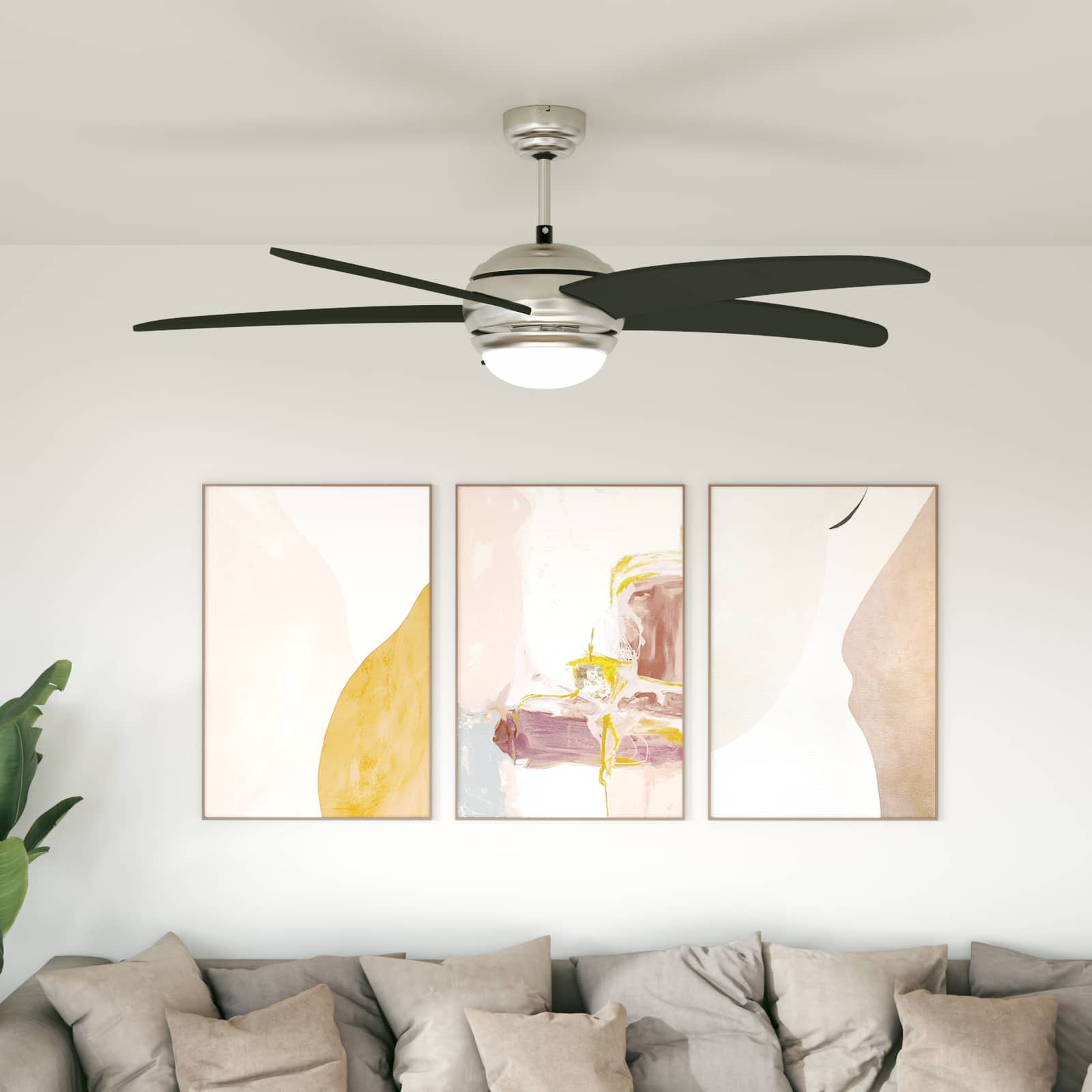 Plafondventilator met licht en afstandsbediening Ø 130 cm Zwart