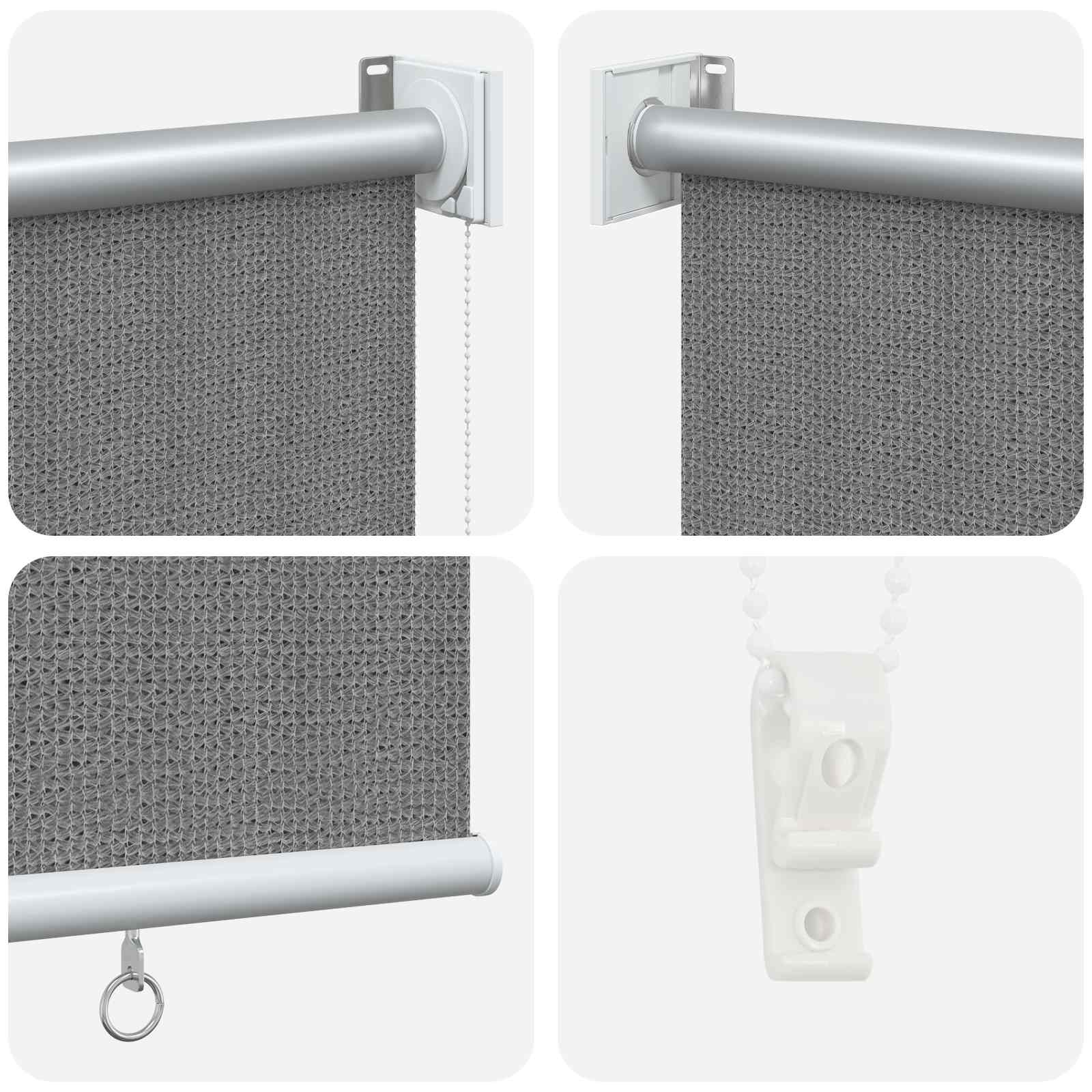 Buitenrolgordijn 90% UV-blok Lichtgrijs 180 x 140 cm HDPE – afbeelding 6
