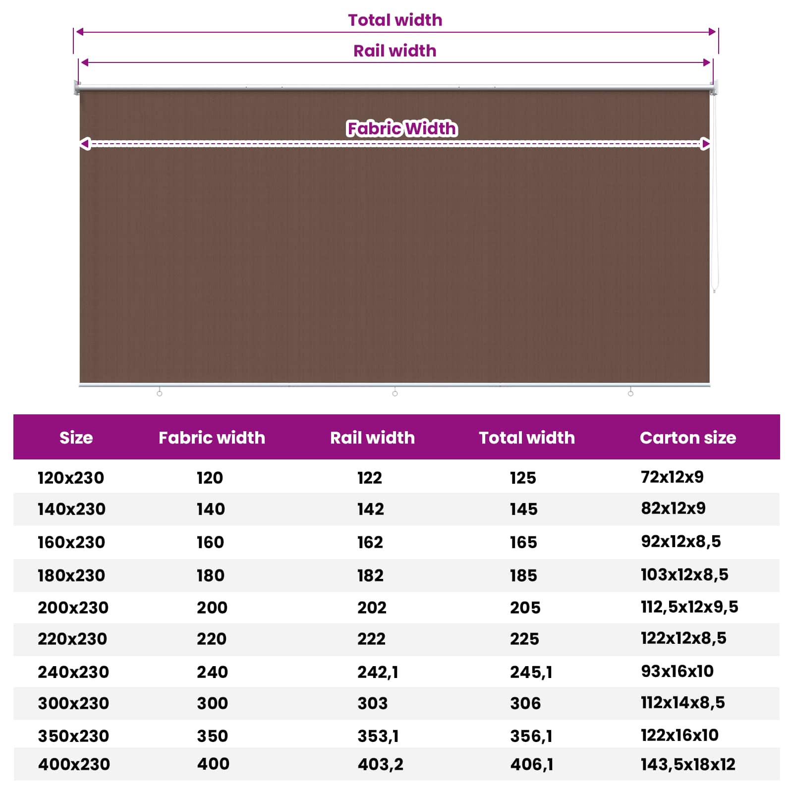 Buitenrolgordijn 90% UV-blok Taupe 300 x 230 cm HDPE – afbeelding 12