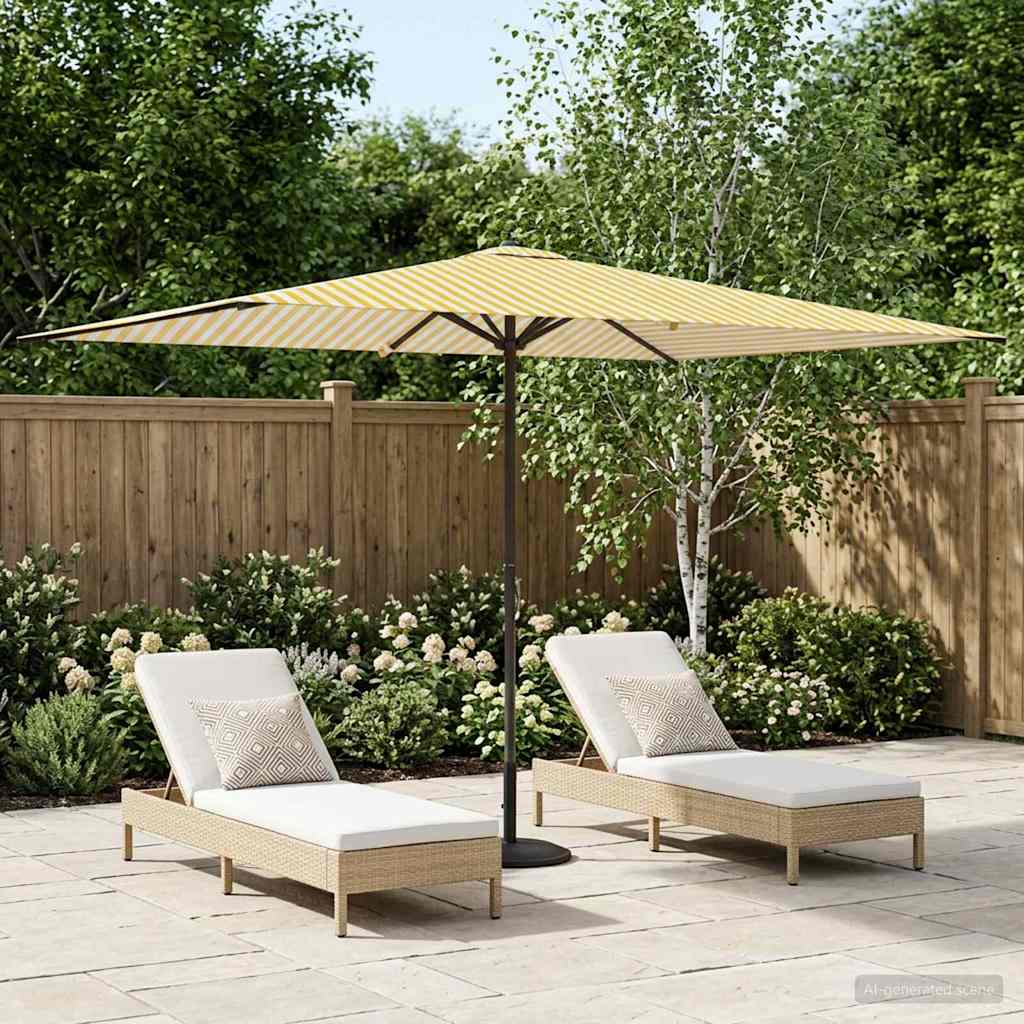 Tuinparasol 200 x 300 cm Polyester Rechthoekig Geel en Wit