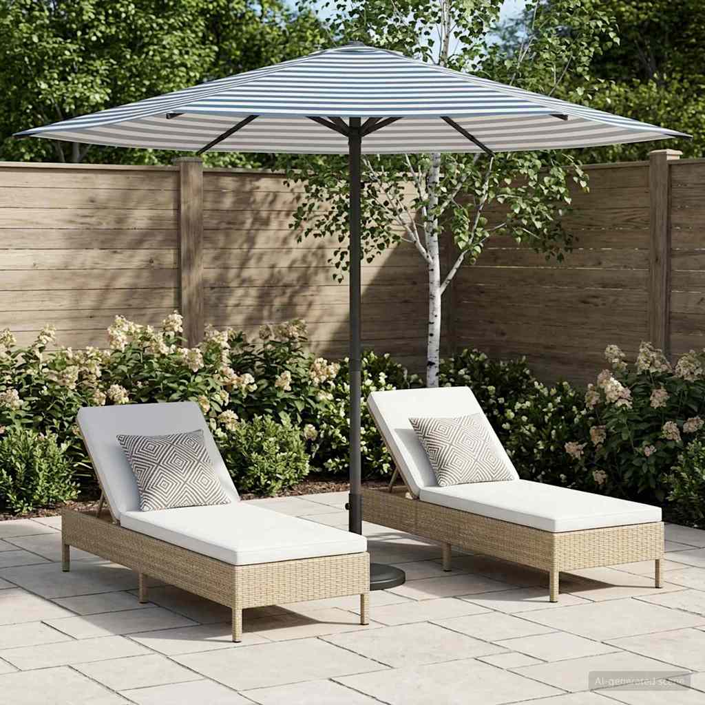 Tuinparasol 230 x 230 cm Polyester Rechthoekig Blauw en Wit