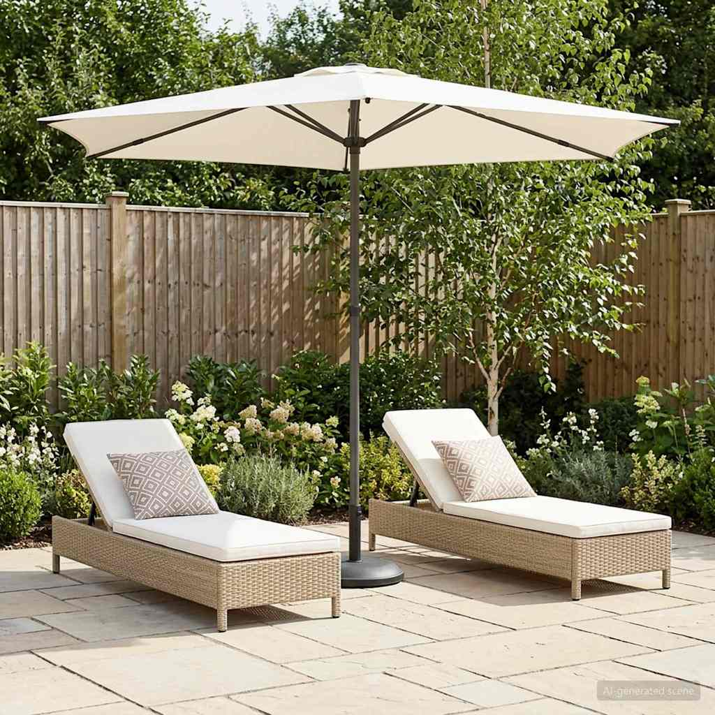 Tuinparasol 270 x 270 cm Polyester Rechthoekig Crèmekleurig