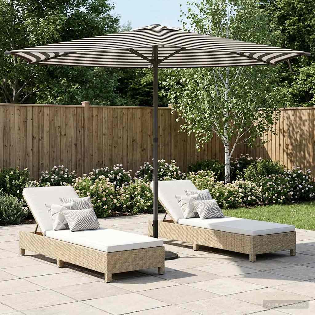 Tuinparasol 270 x 270 cm Polyester Rechthoekig Zwart en Wit